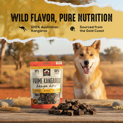 Texture ferme des bouchées Outback Bones Prime Kangaroo Jerky pour mâcher.