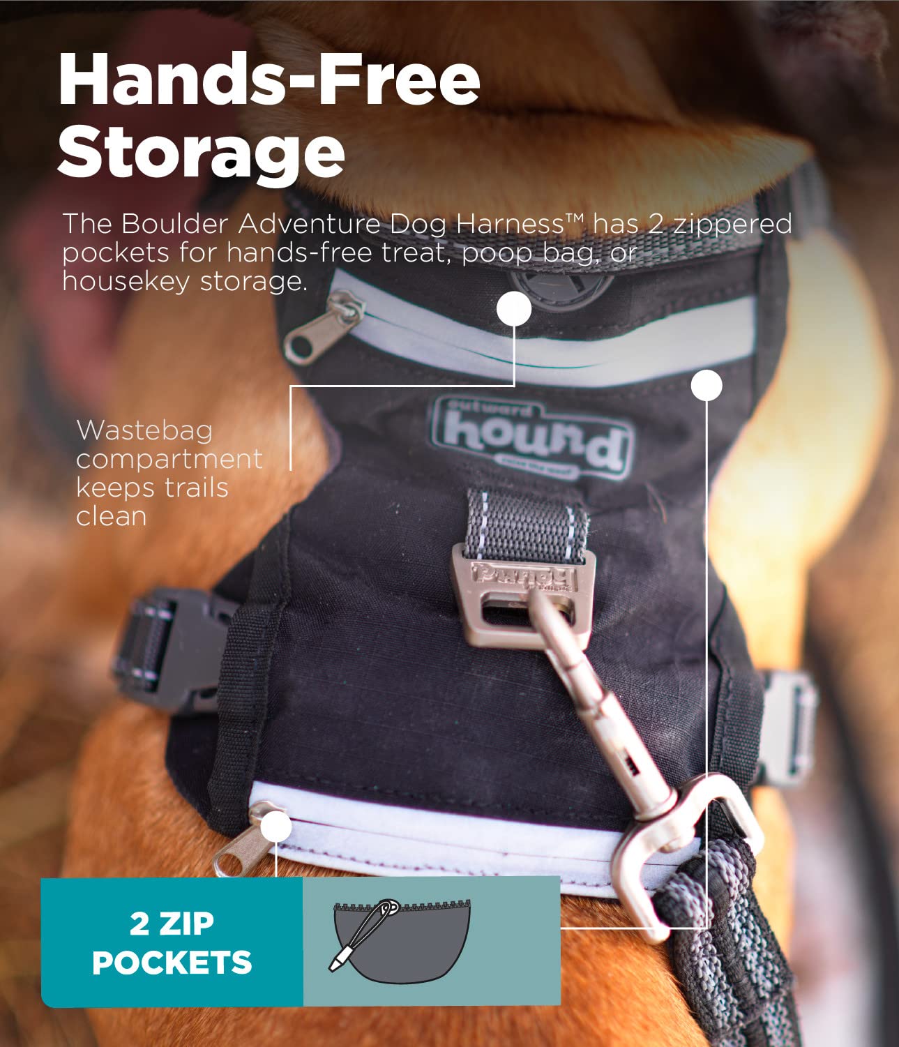 Outward Hound Boulder Harnais compartiment pour sacs à déjections et friandises.