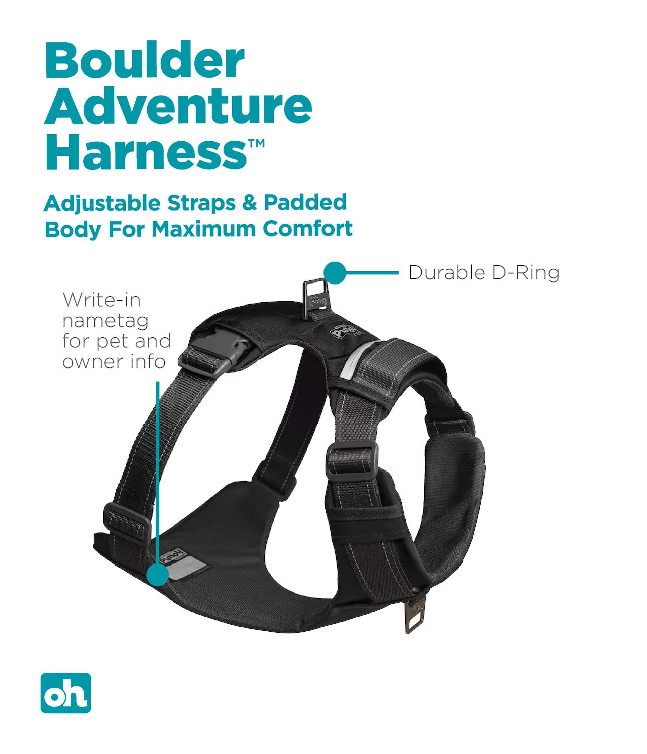 Outward Hound Boulder Harnais montre poches et anneaux pour limiter les tirages.