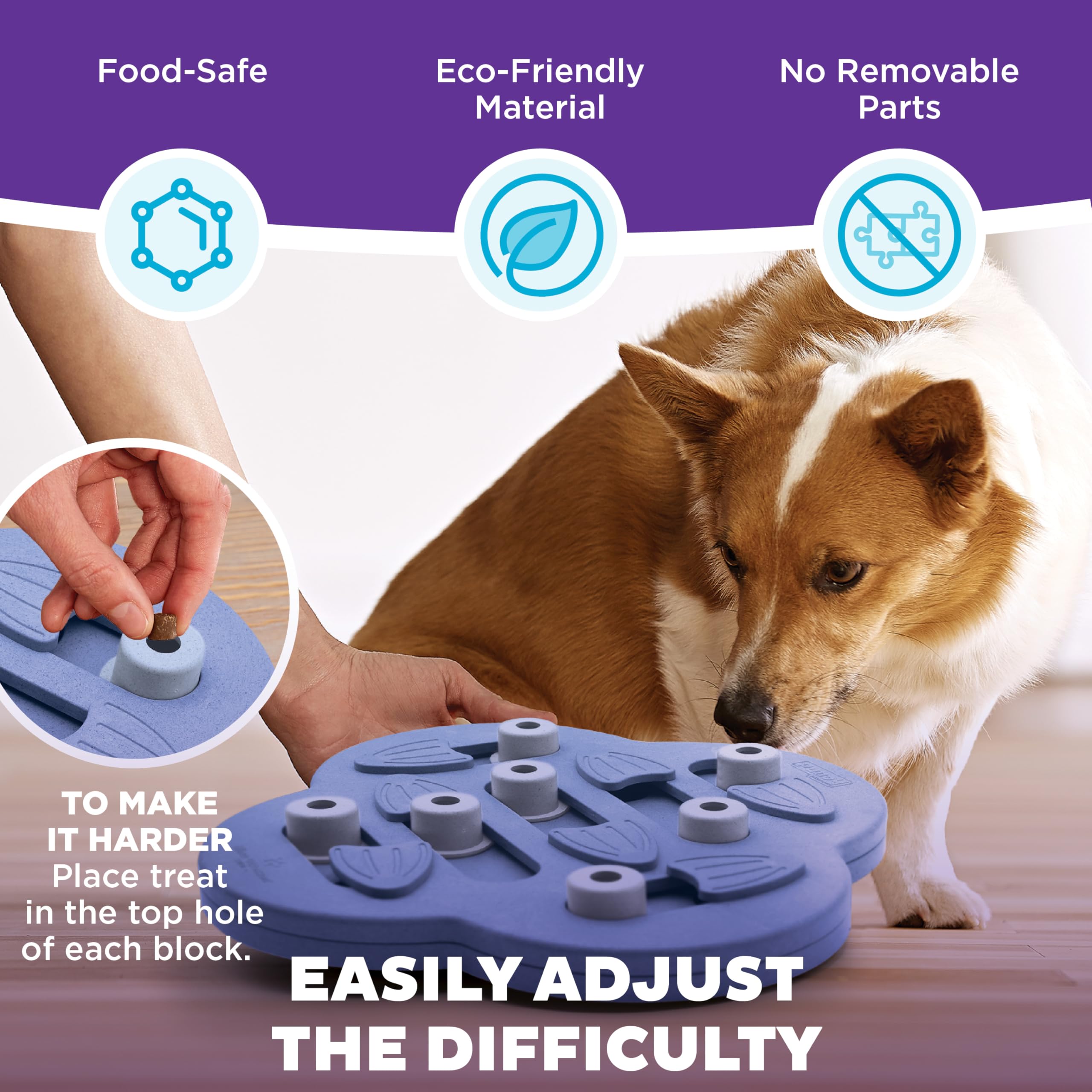 Outward Hound Hide N' Slide flippers-rotation révèle des friandises et prolonge l’exercice.