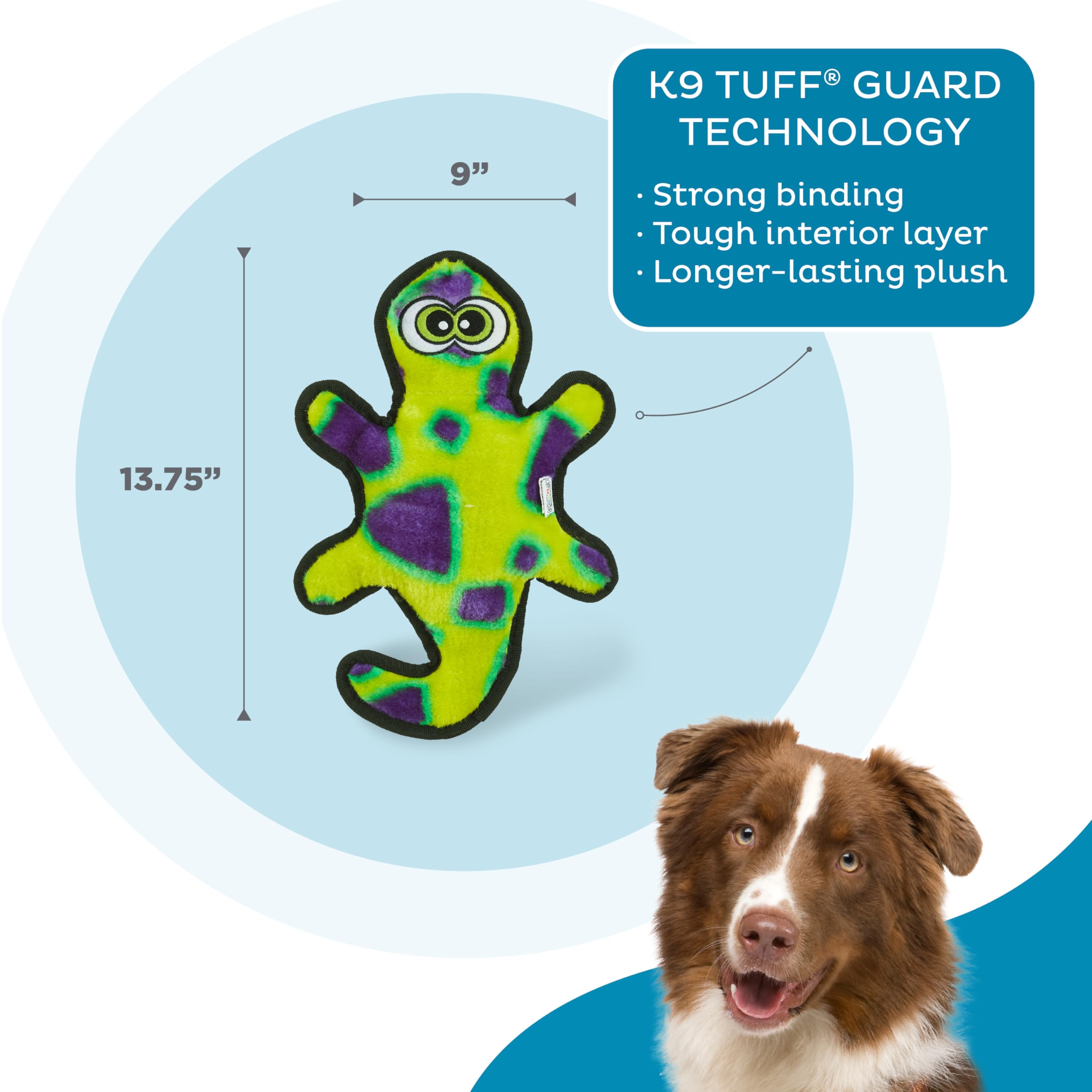 Outward Hound Durablez Gecko, corps peluche robuste, conçu pour mâcher et jouer longtemps