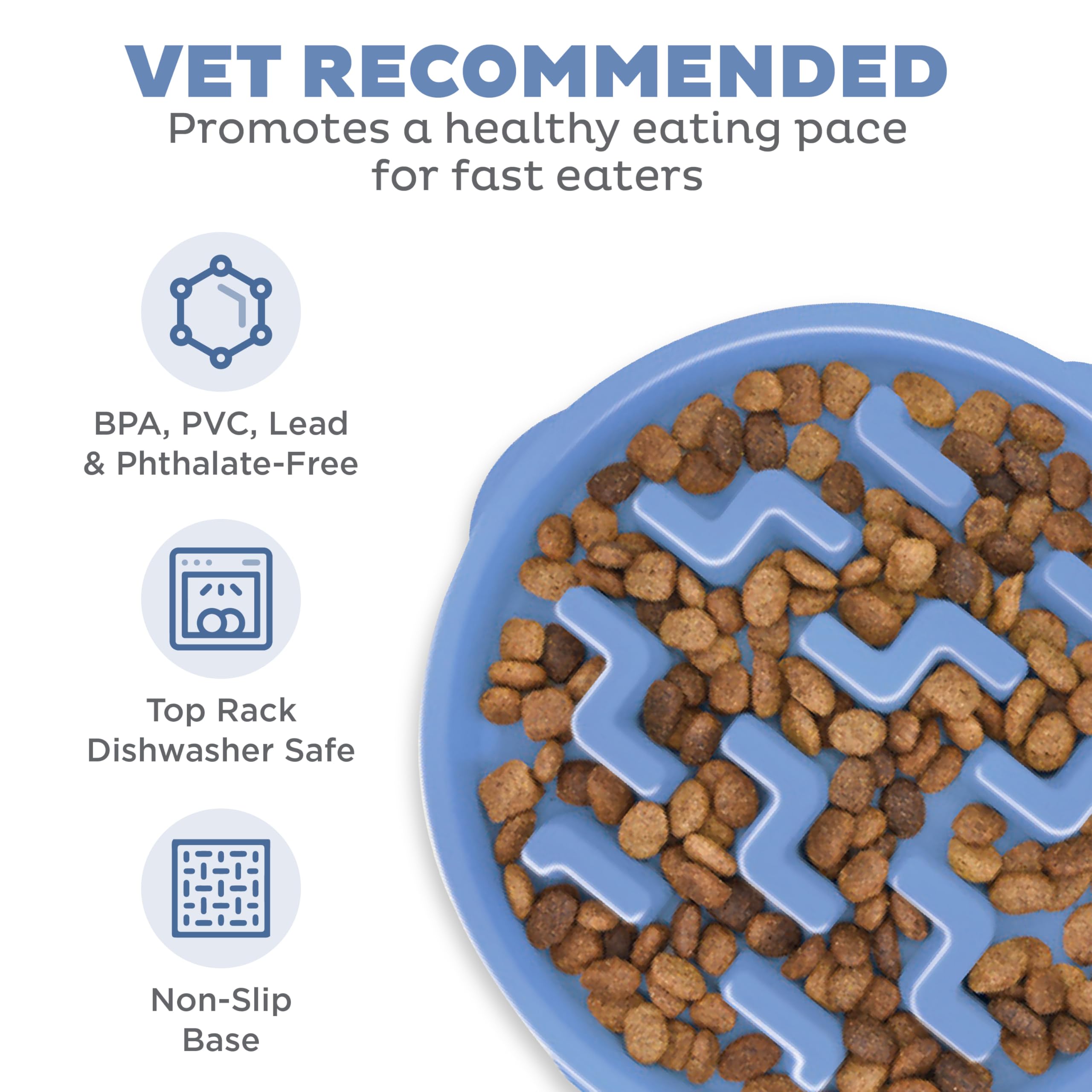 Surface antidérapante du bol lent Outward Hound pour éviter les déversements