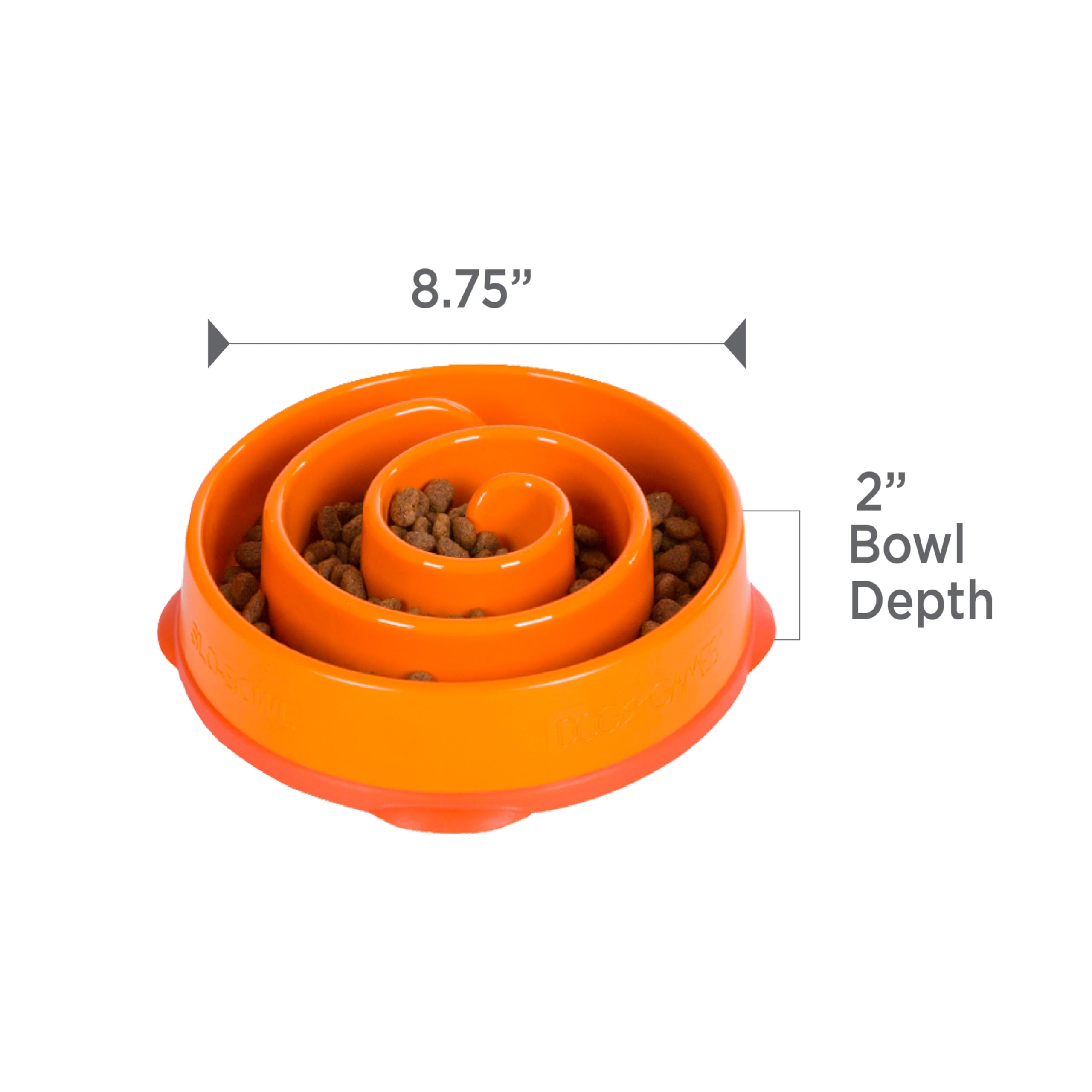 Outward Hound Fun Feeder Slo Bowl couleur orange tourbillon, élément visuel attractif