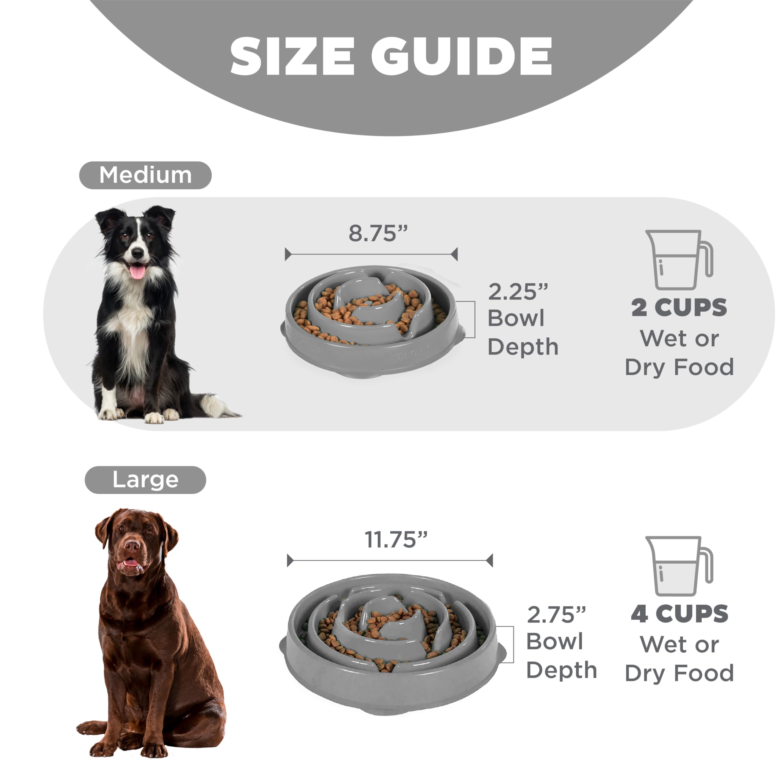 Outward Hound Fun Feeder Slo Bowl gris compatible avec toutes les tailles de chien