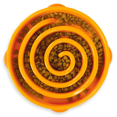 Outward Hound Fun Feeder Slo Bowl orange, motif tourbillon ralentissant l'alimentation