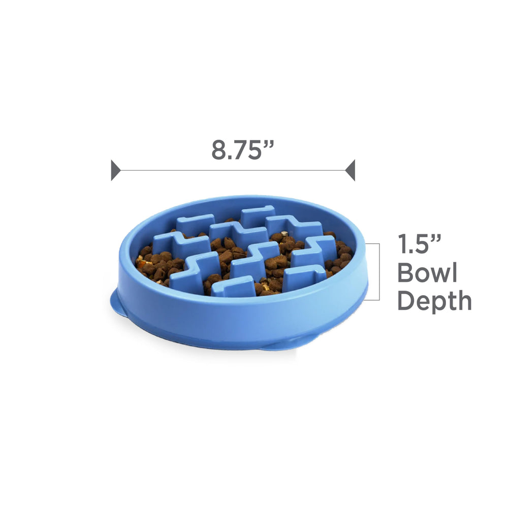 Outward Hound bol lent bleu, usage quotidien pour chiens et chats, repas plus mesurés.