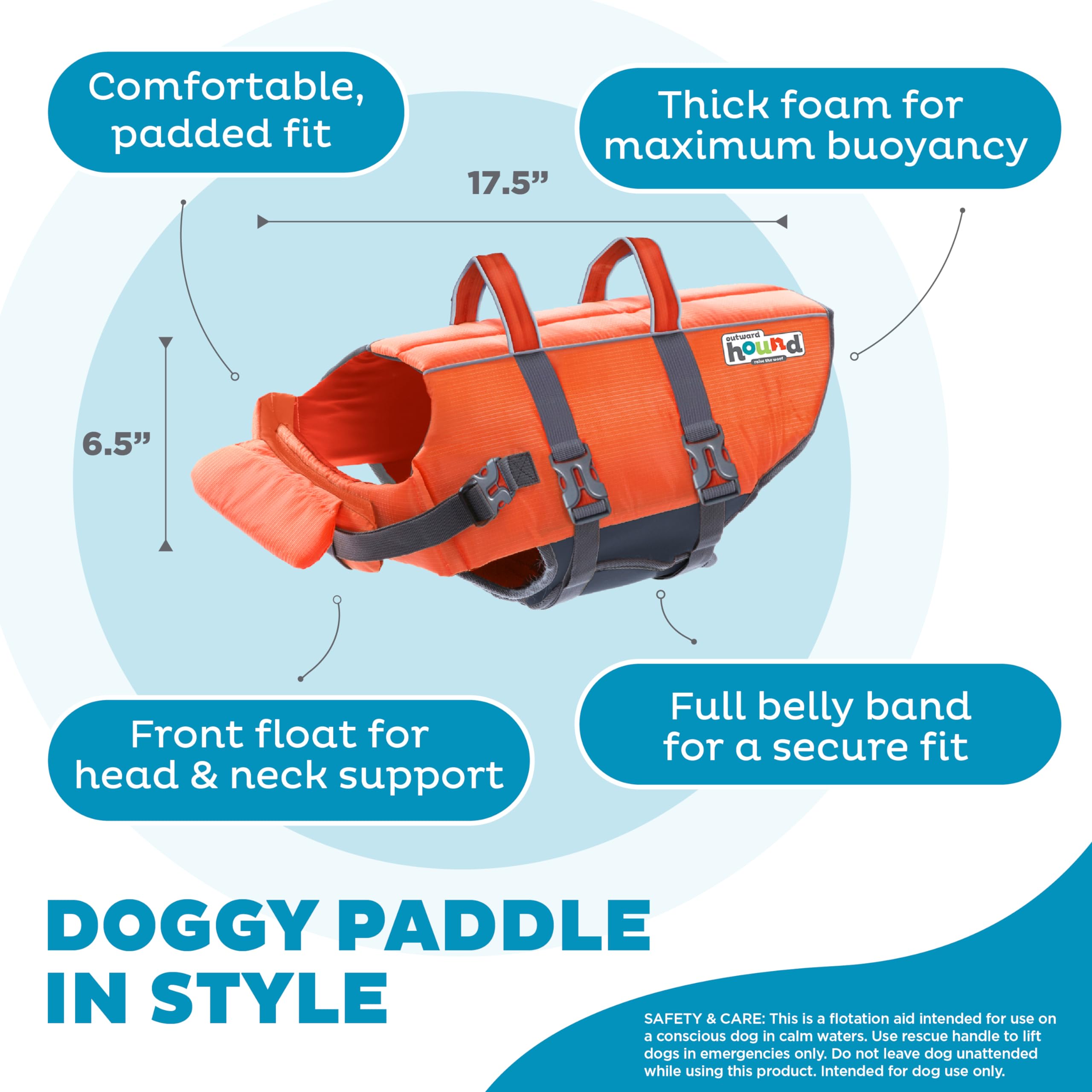 Outward Hound Granby Splash: flottement frontal pour soutenir la tête du chien.