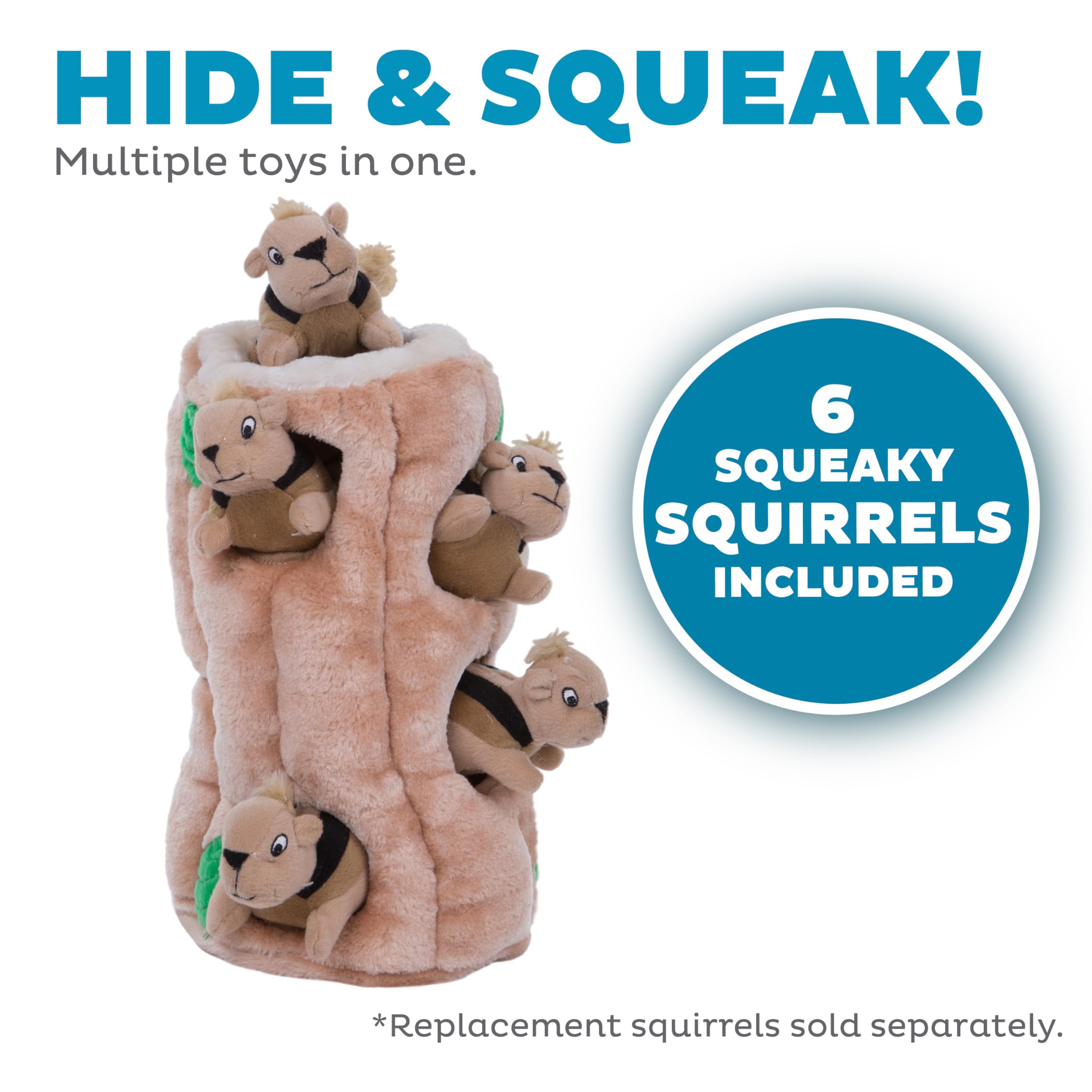 Outward Hound Hide-A-Squirrel, six écuireuils grinçants amovibles pour chasse au puzzle.
