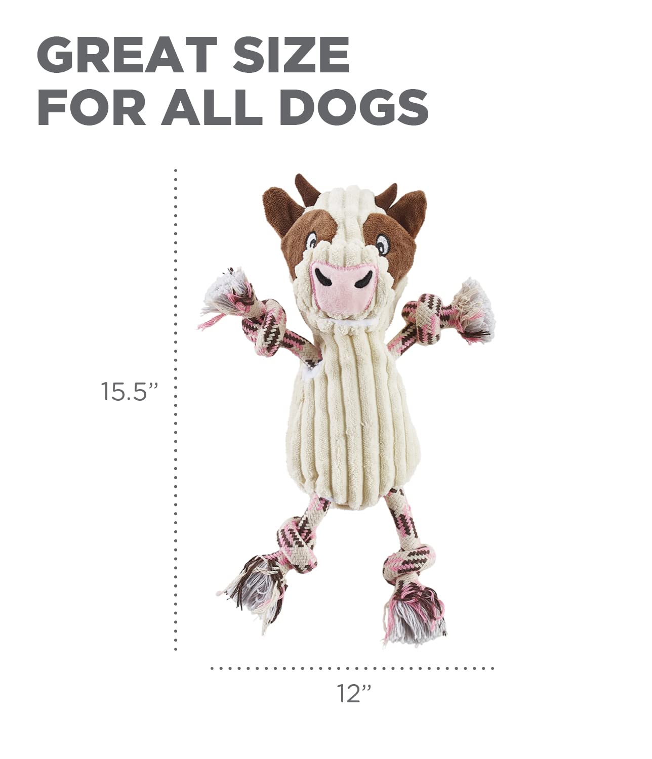 Outward Hound Ranch Roperz vache - peluche douce adaptée à tous les chiens.