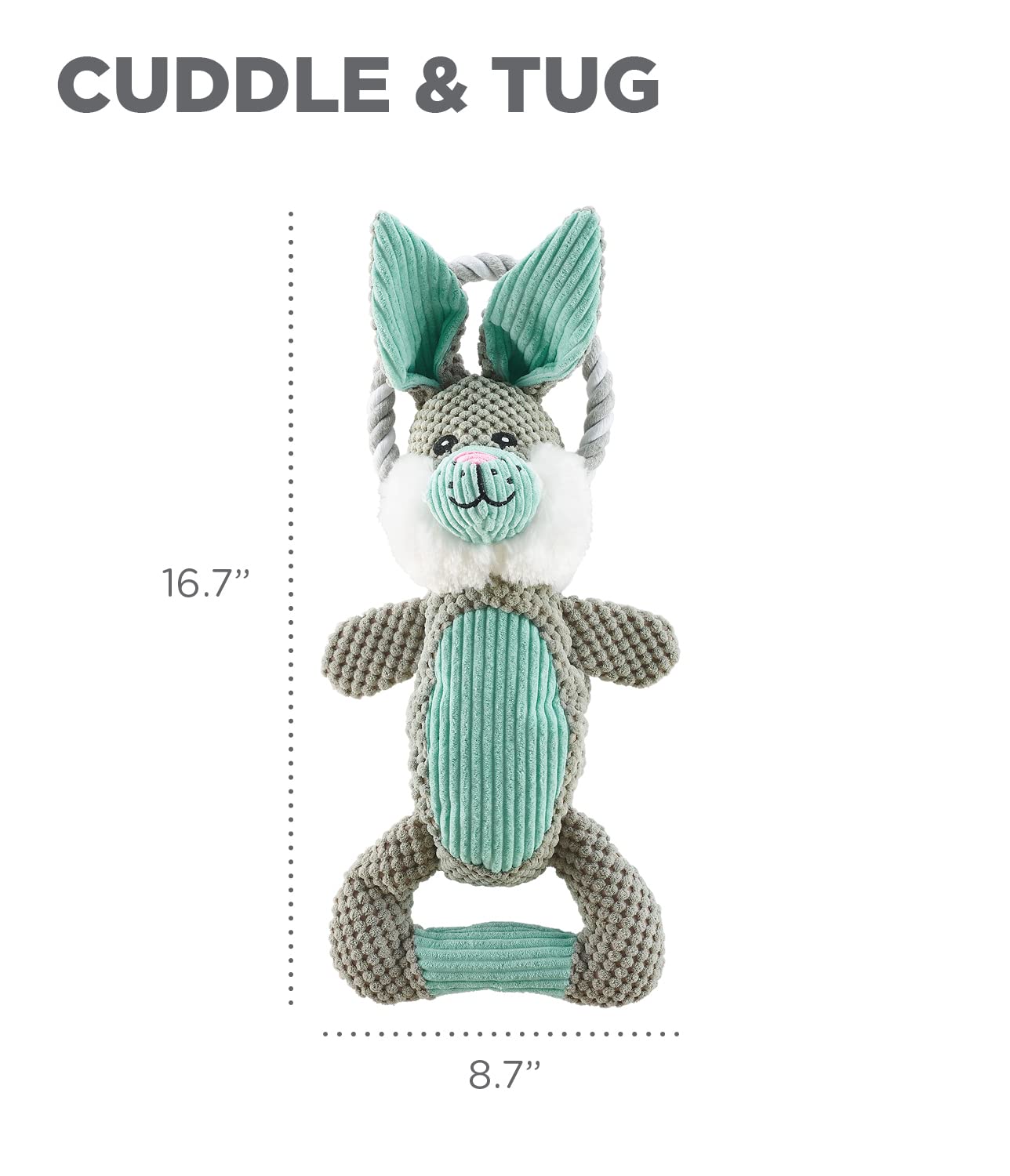 Outward Hound Scrunch Bunch Bunny textures douces et sûres au toucher.