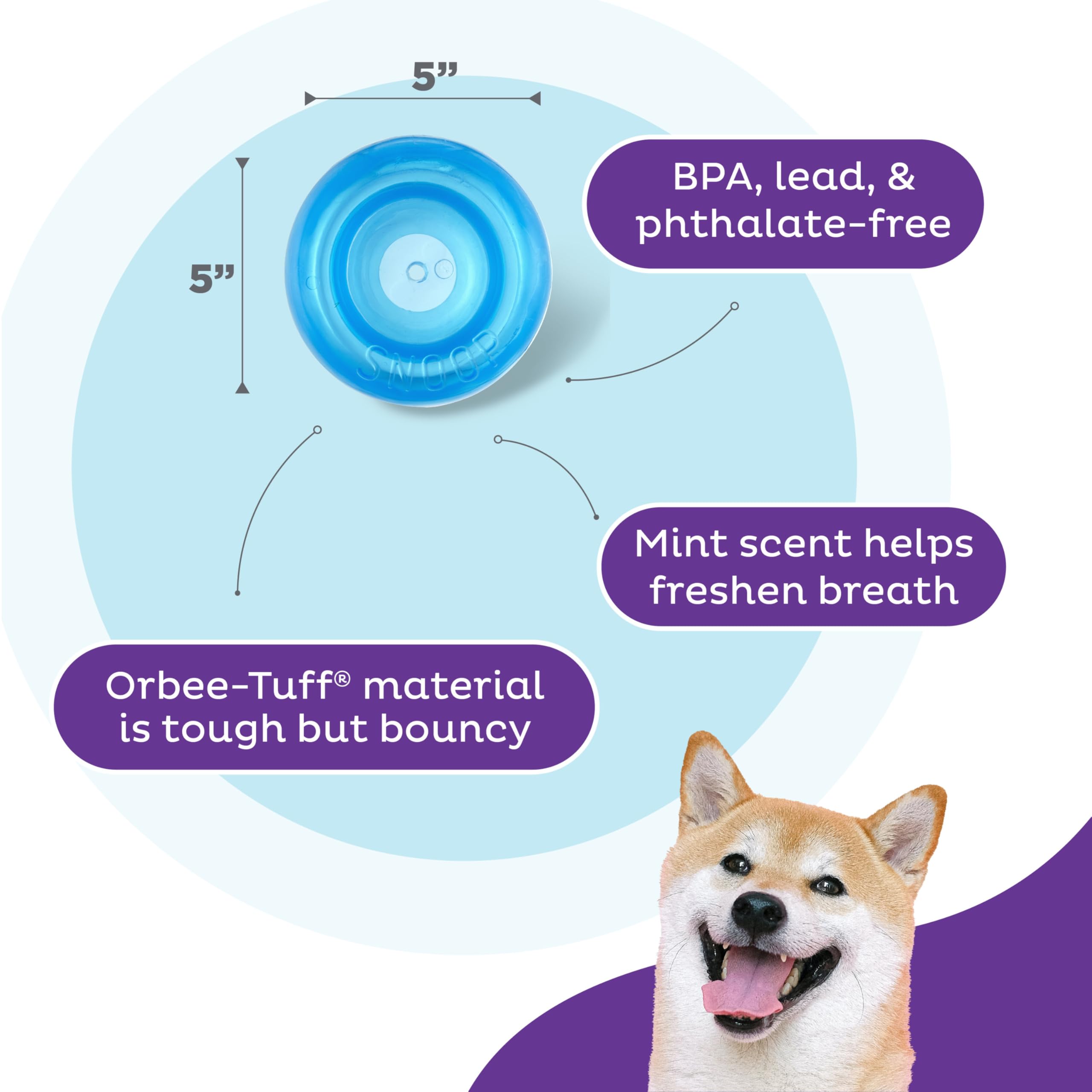Outward Hound Snoop: balle menthe-infusée rafraîchit l’haleine après le jeu