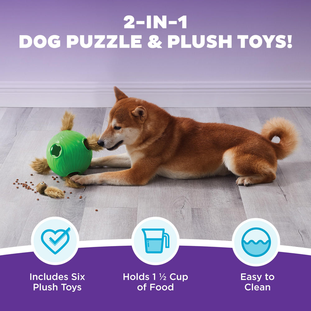 Outward Hound Snuffle N Treat Ball, 6 tamias peluches, pour doubler les défis et les friandises.