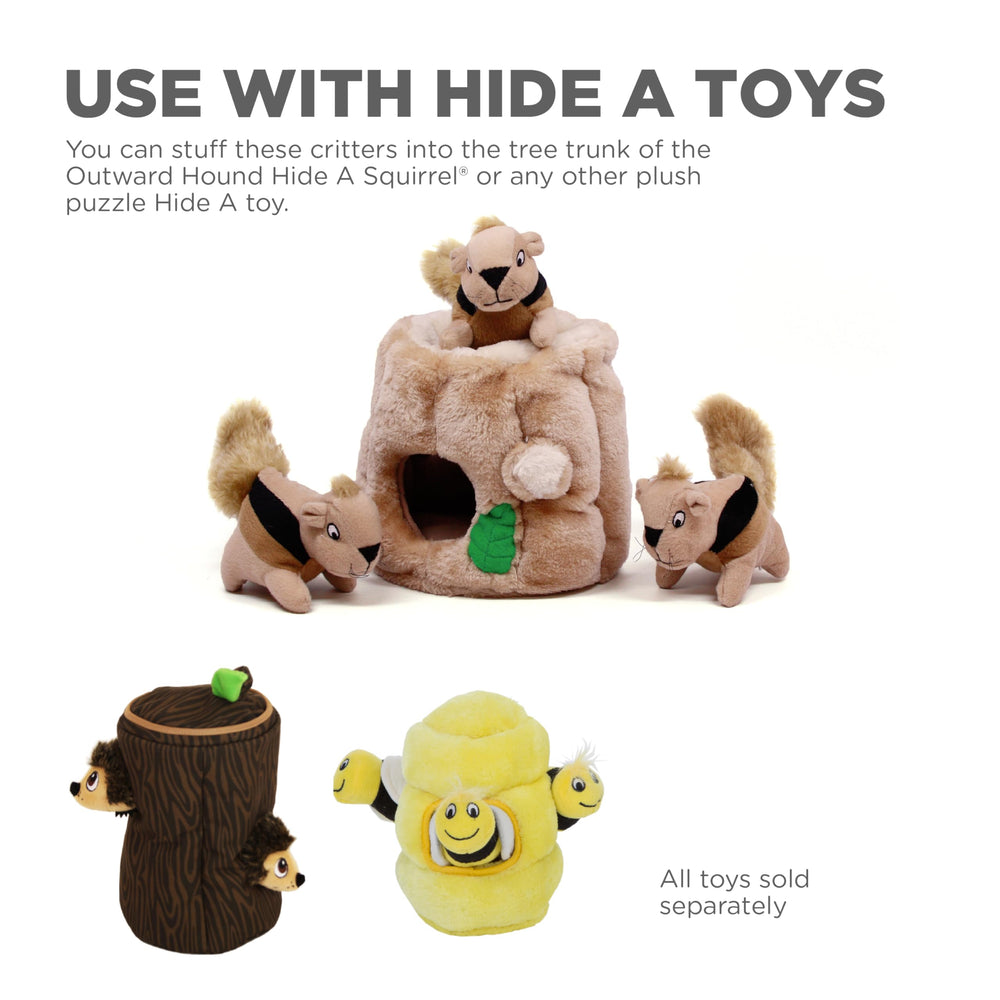 Lot de 3 peluches chipmunk Outward Hound Snuffle N' Treat prêt à l'emploi