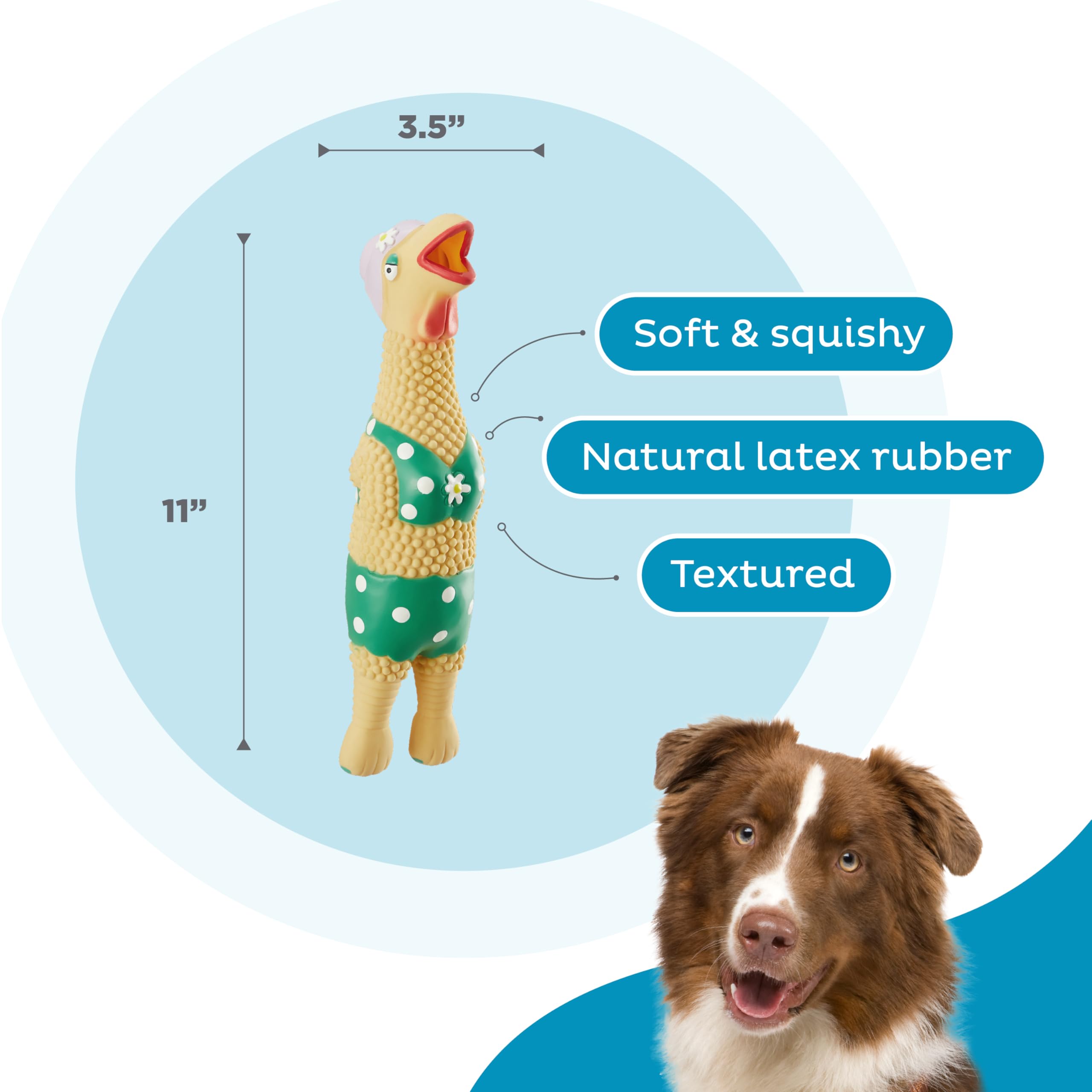 Outward Hound Squawkers Grandma Hippie Chick poulet latex texture douce et durable