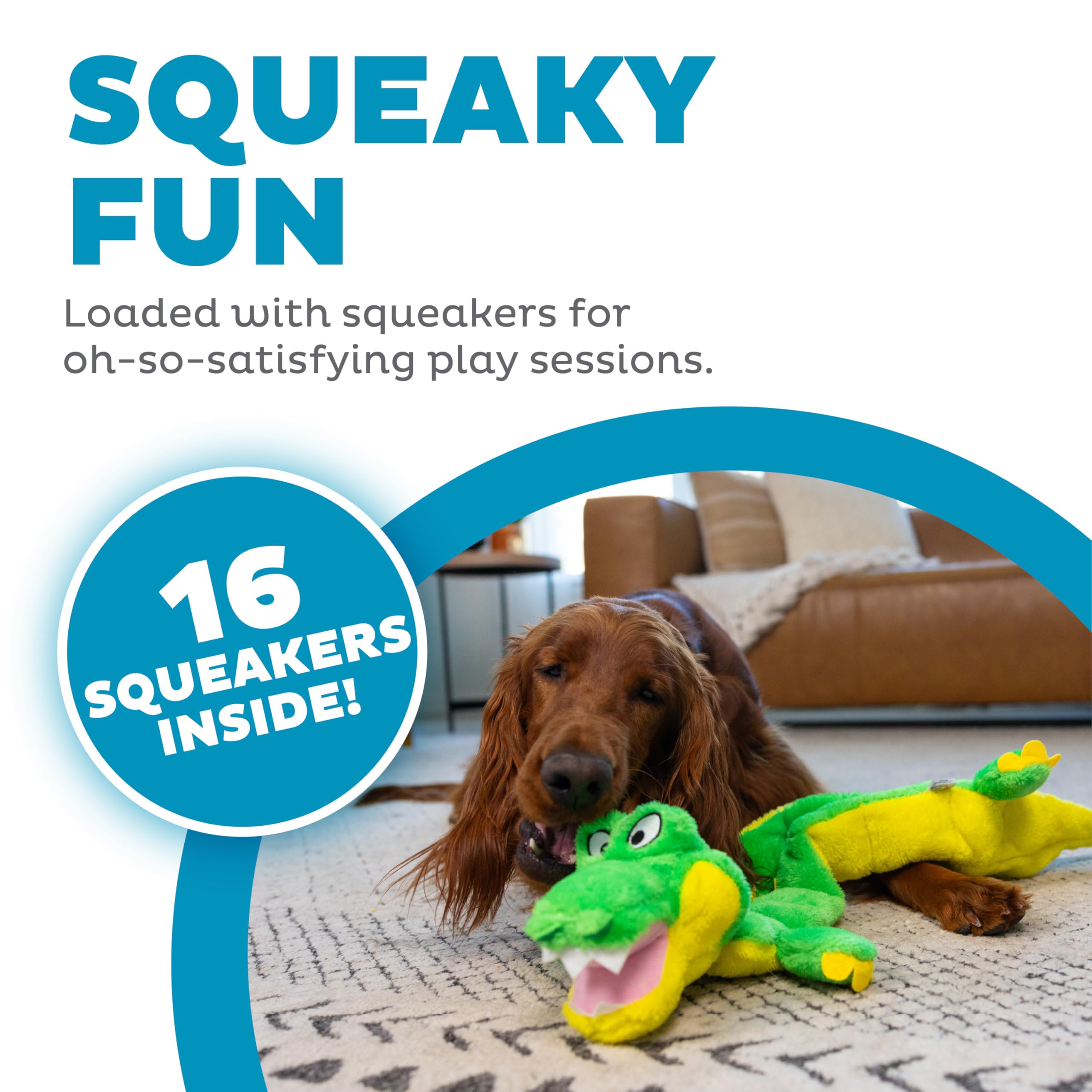 Outward Hound Squeaker Matz Gator XL – corps flasque idéal pour tir et câlins