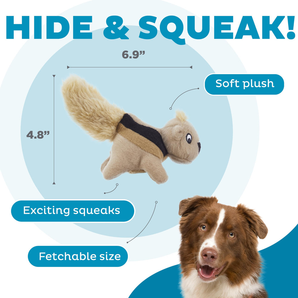 Outward Hound Squeakin Squirrels – peluche douce idéale pour câliner et transporter.