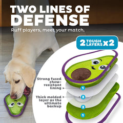 Outward Hound Tough Skinz Avocat Vert – peluche résistante pour mâchouilles persistantes