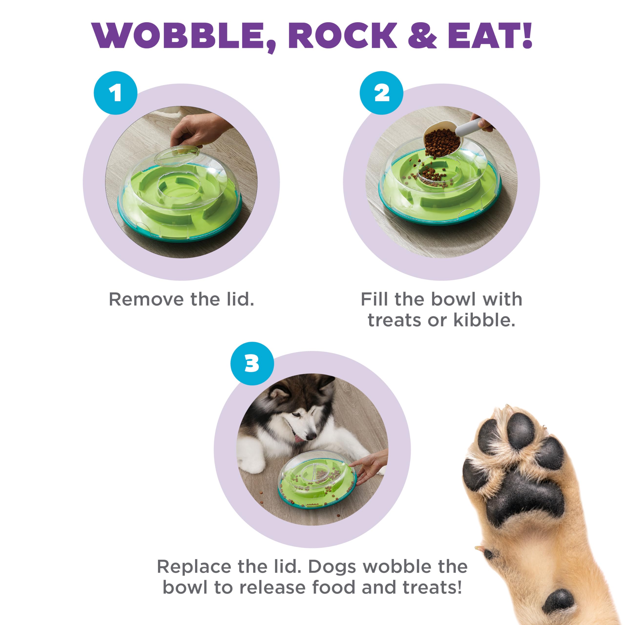 Outward Hound Wobble Bowl: réduction possible de l’ennui par l’interaction guidée.