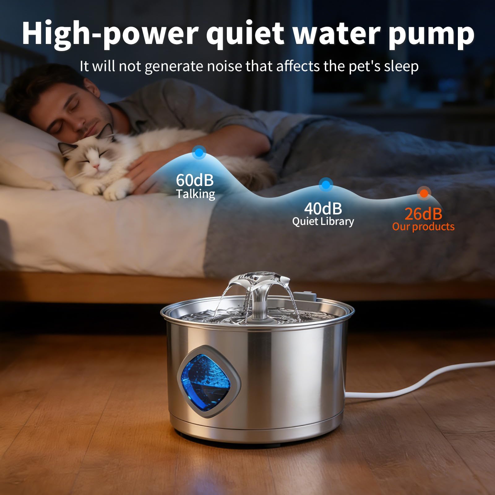 OUYILE filtration triple-chat, eau plus propre et agréable grâce au filtre coco-maifan-PP.