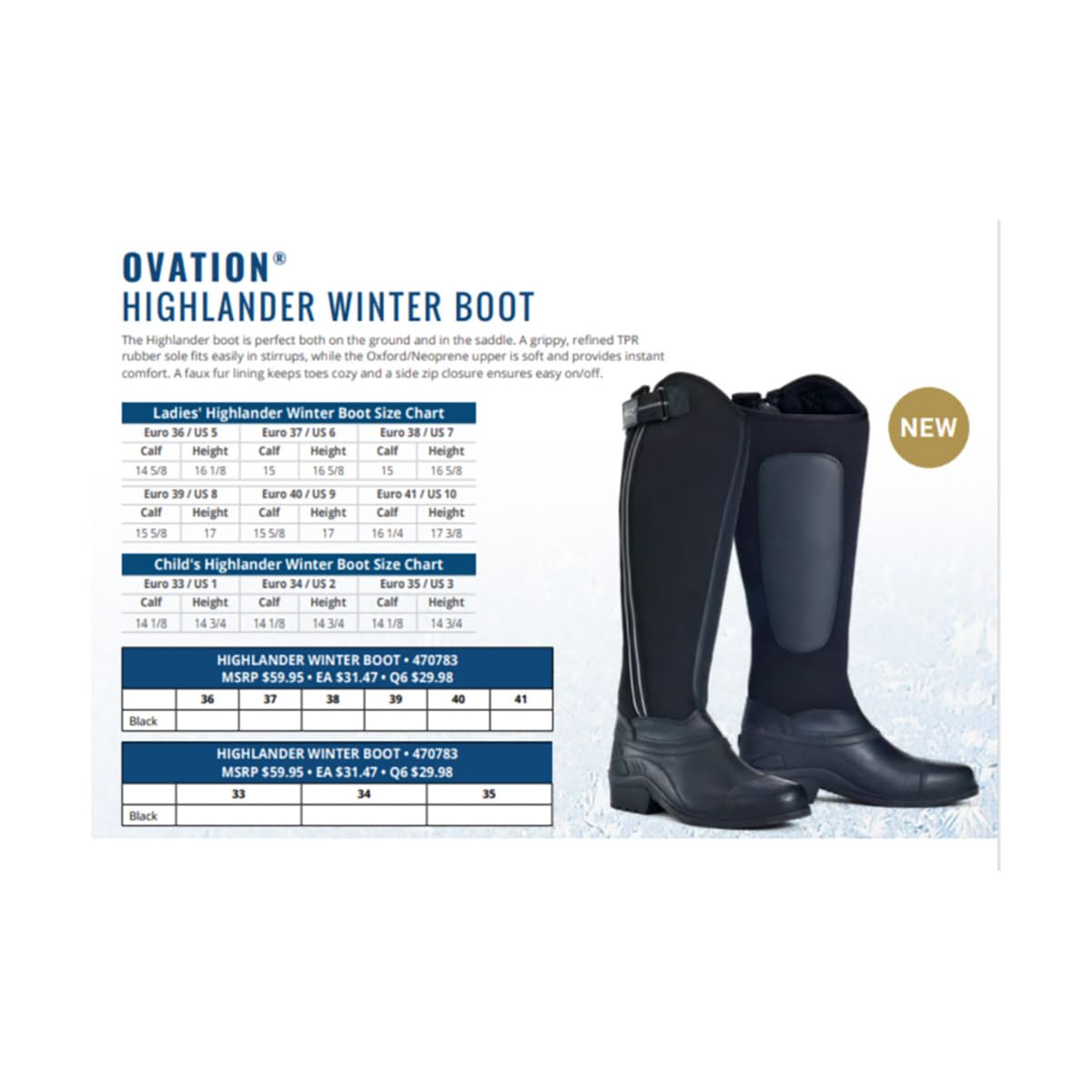 Ovation Highlander utilisation-ecurie-hivernale: bottes polyvalentes pour écurie et monte.