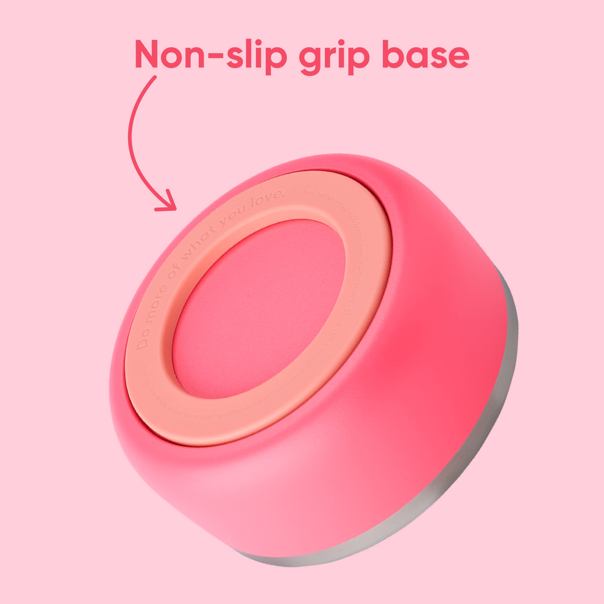 Base antiglisse Owala rose, bol stable pour éviter les déversements.