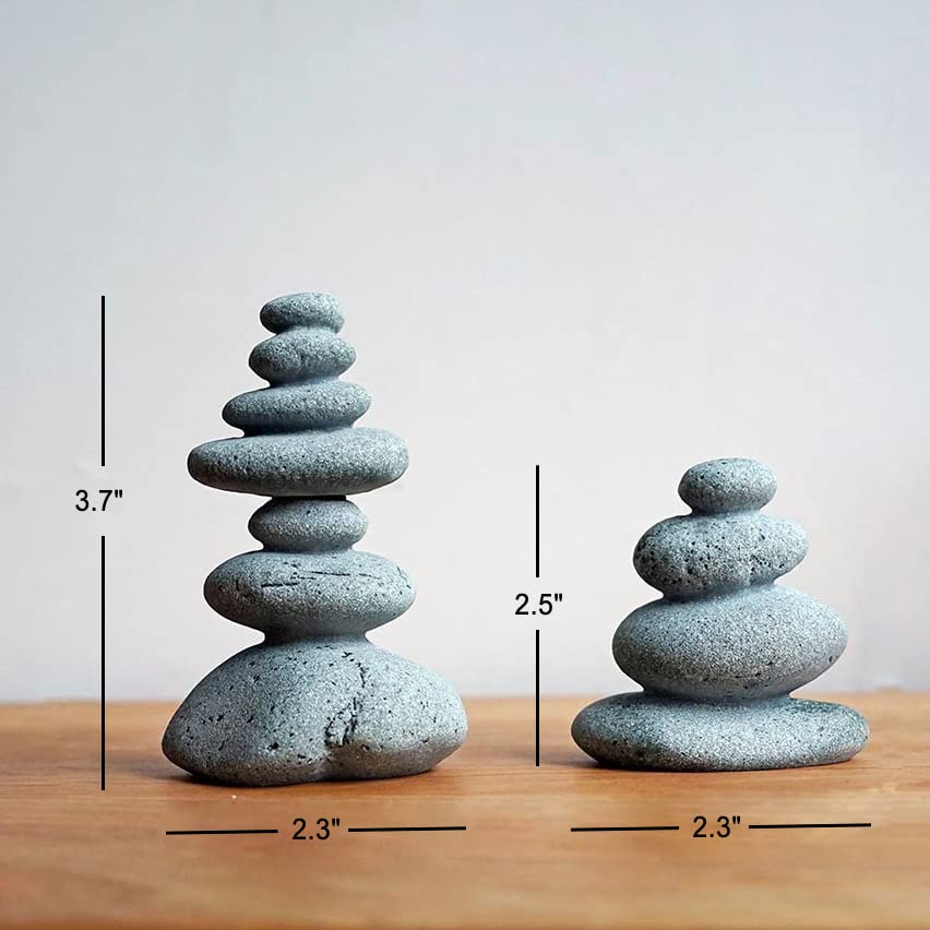 OwMell pile pierres zen, décoration compacte pour bureau ou étagère.