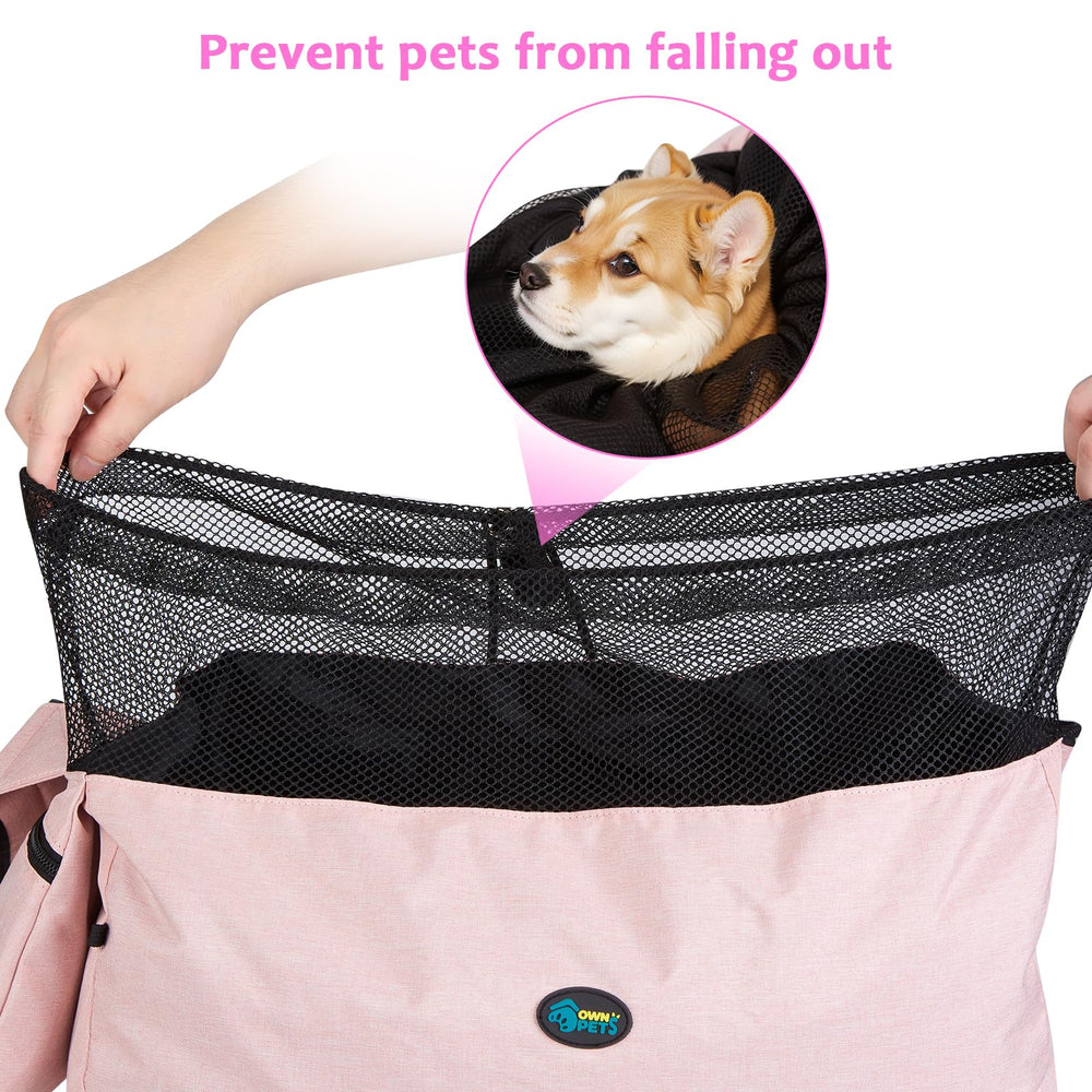 Ownpets sling attache-crochet collier rose, sécurité anti-saut lors des sorties.