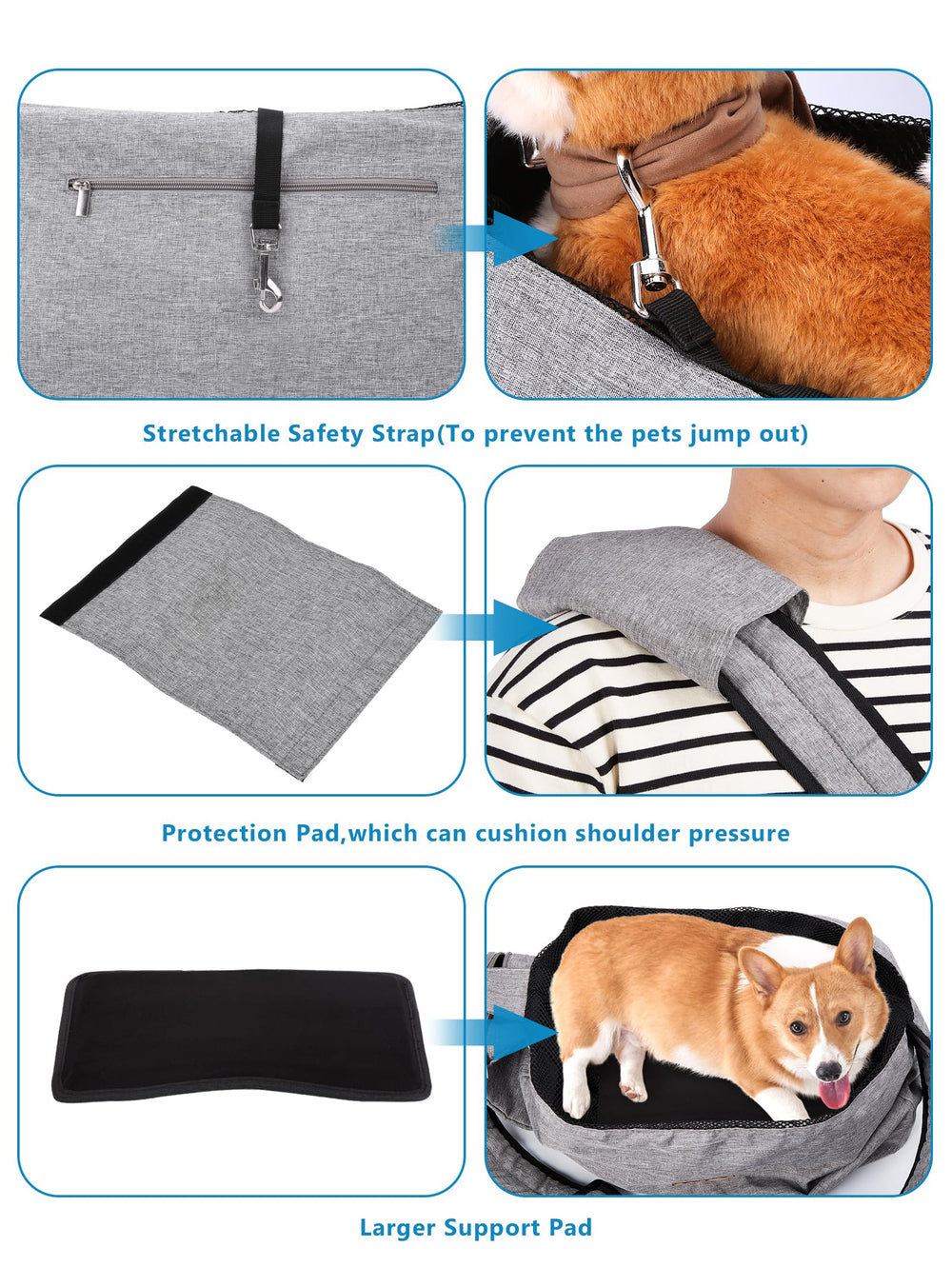 Poches frontales pratiques pour collations et clés sans retirer l'animal.
