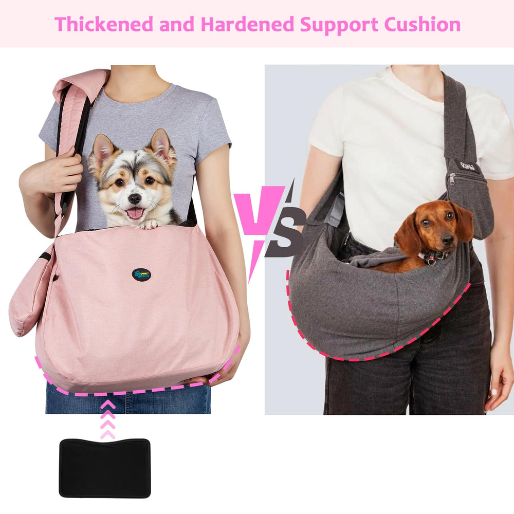 Ownpets sling sangle épaule ajustable rose, soutien personnalisé pour animal léger.