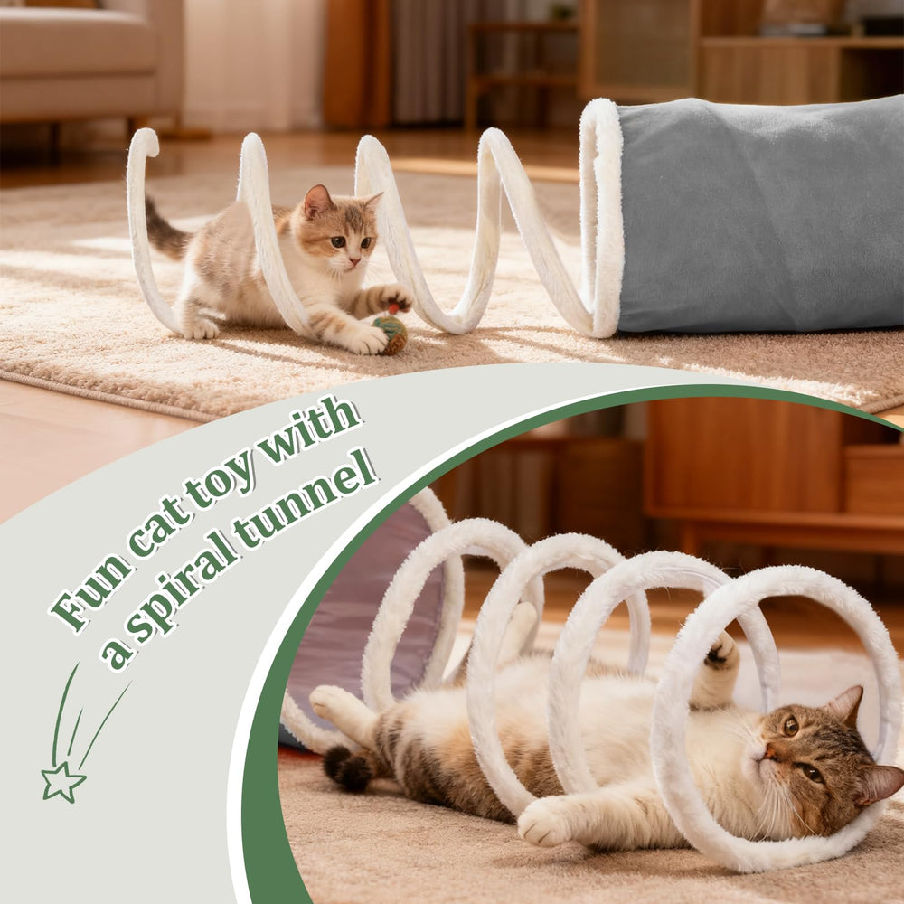 Ownpets tunnel accès multiples gris, idéal pour plusieurs chats qui jouent ensemble.
