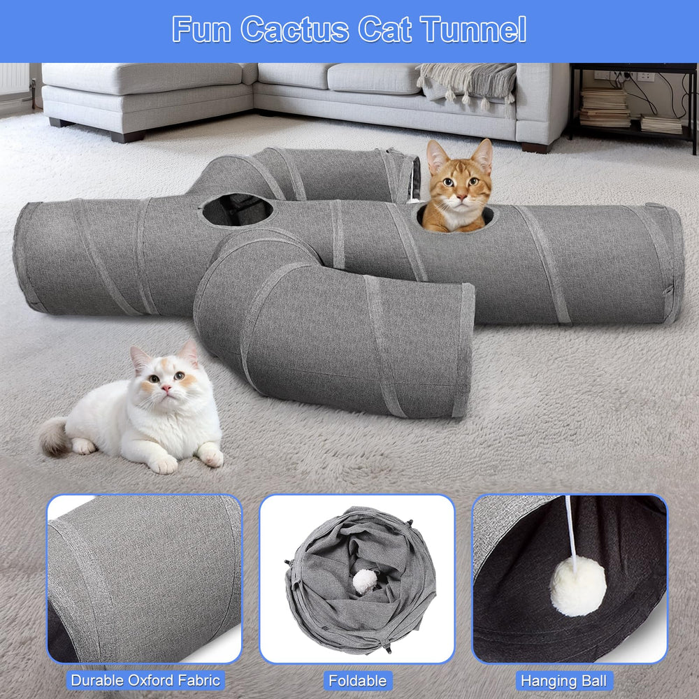 Balle suspendue centrale du tunnel Ownpets stimule la curiosité féline.