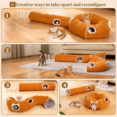Ownpets tunnel chat balles peluche: cachette confortable avec peluches intégrées.
