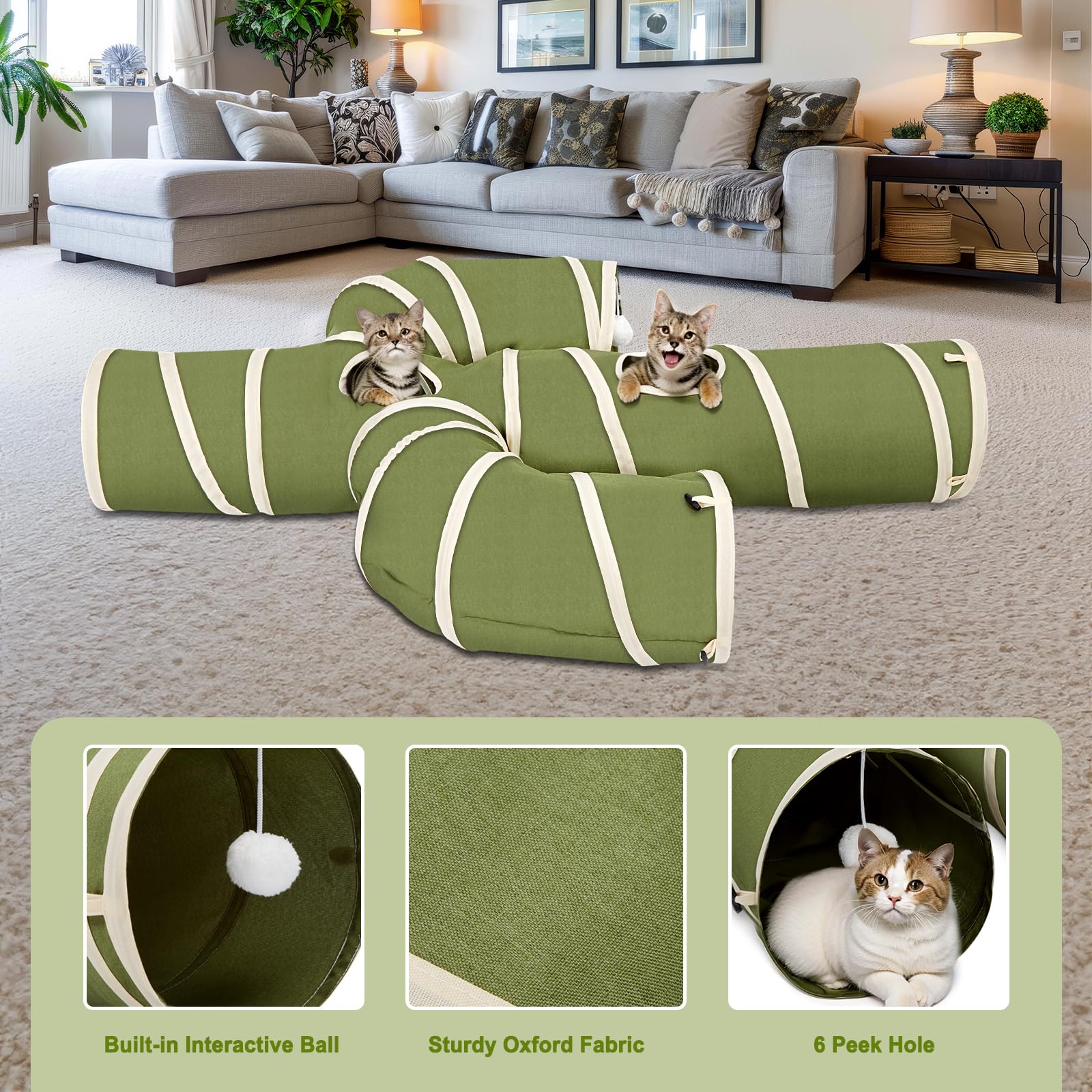 Ownpets tunnel chat cactus balle pendante: stimule le jeu et la coordination des pattes