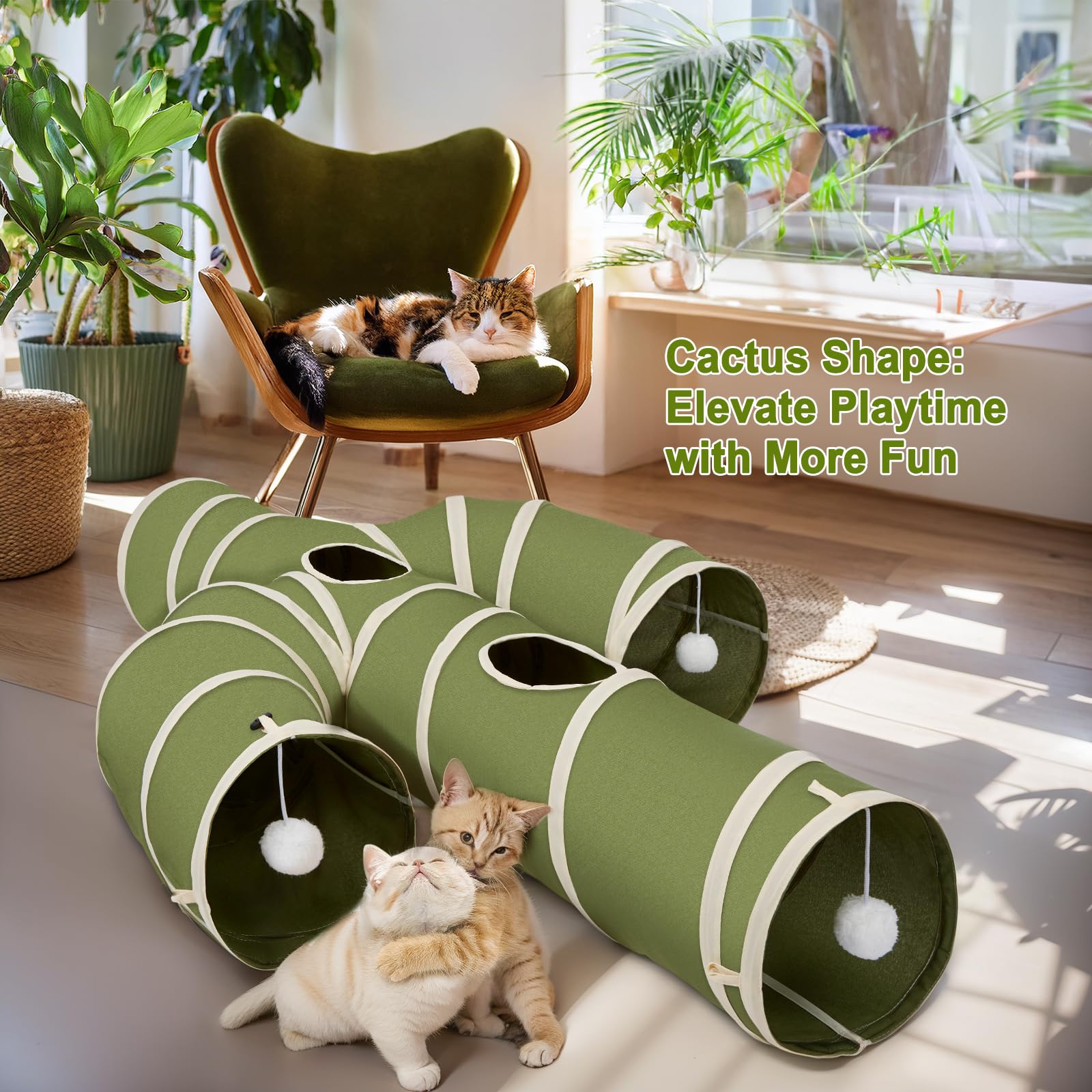 Ownpets tunnel chat cactus trou-cachette: favorise les jeux de cache-cache et l’observation