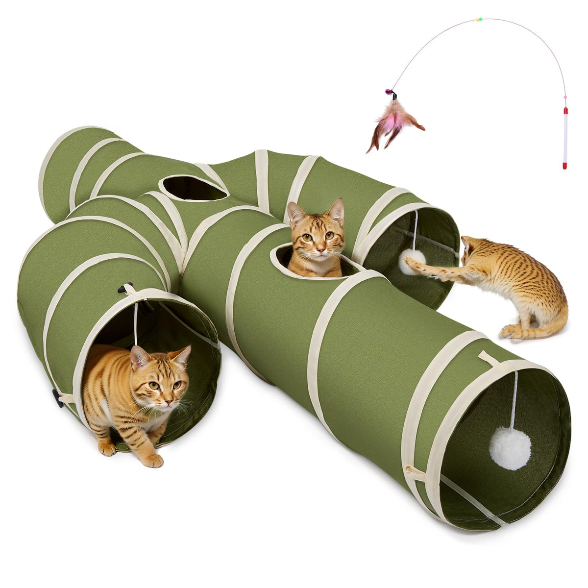 Ownpets tunnel chat cactus vert: design ludique pour l’exploration intérieure et détente