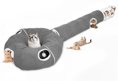 Ownpets tunnel chat lollipop gris, design ludique favorisant l'exploration et la détente.
