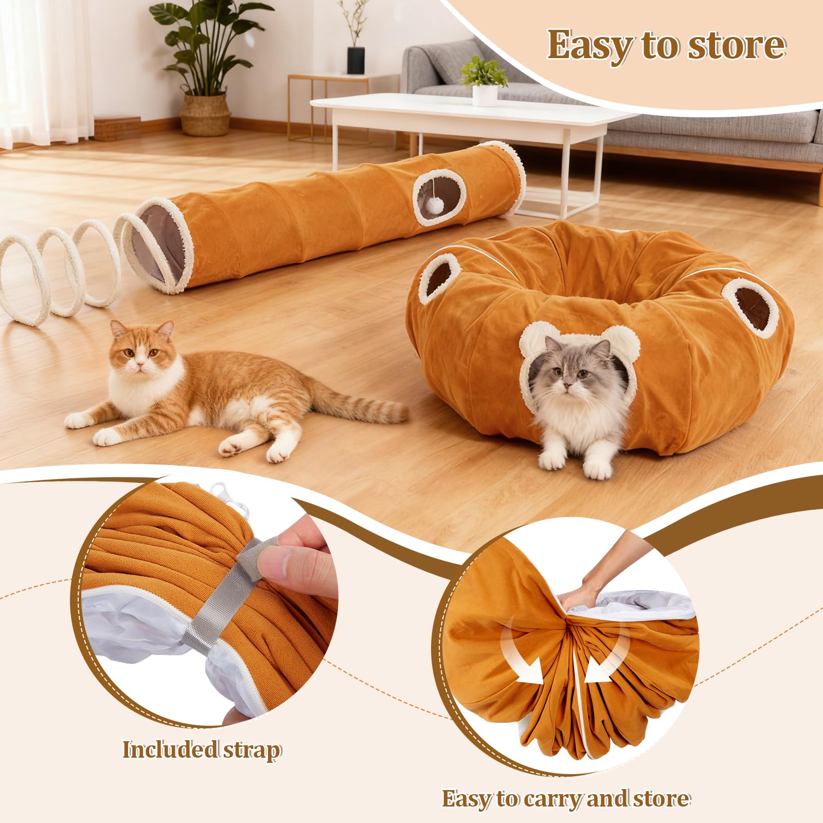 Ownpets tunnel chat pliable pour rangement: gain de place pratique.