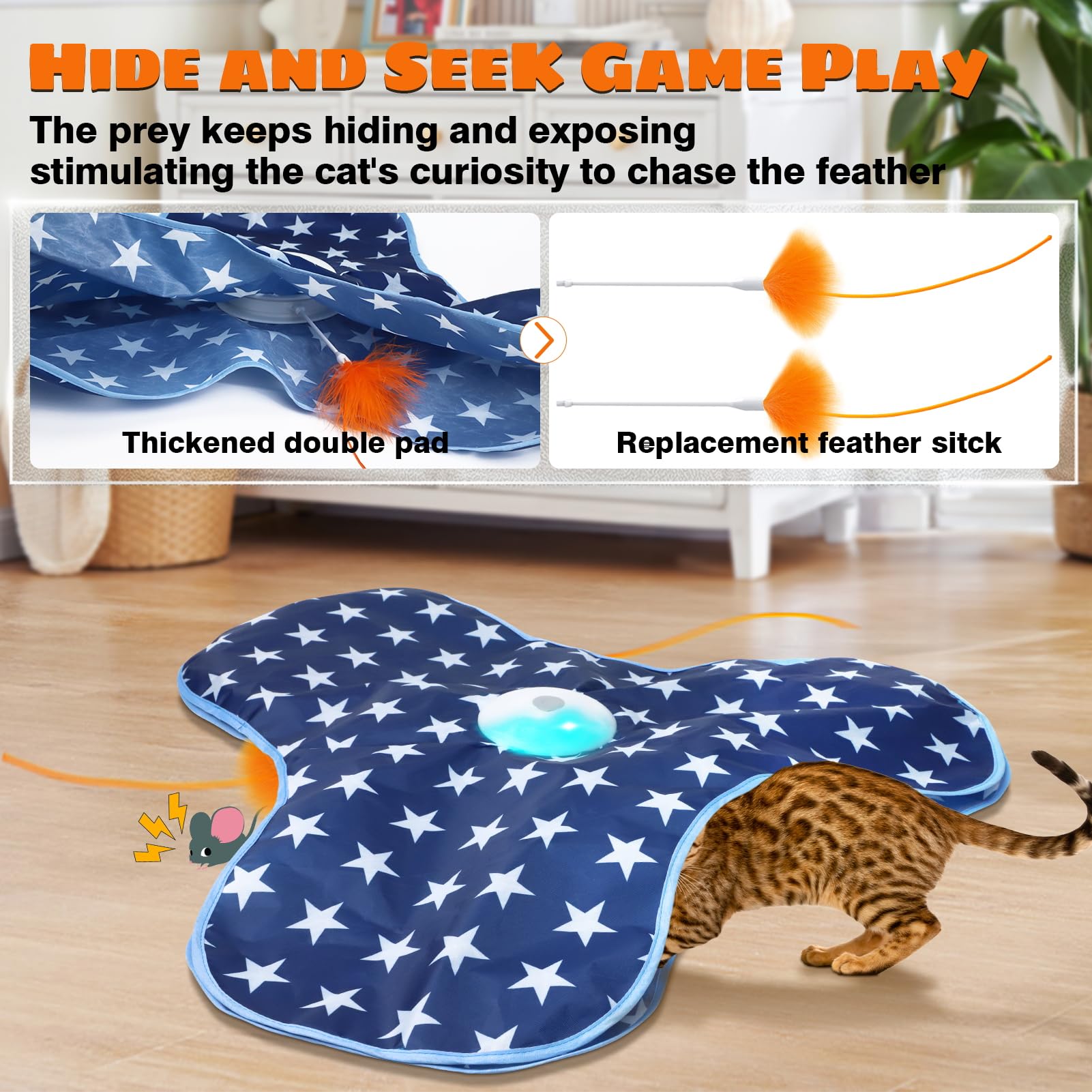 Jouet Oxawo trois modes pour adapter l'énergie du chat et le jeu.