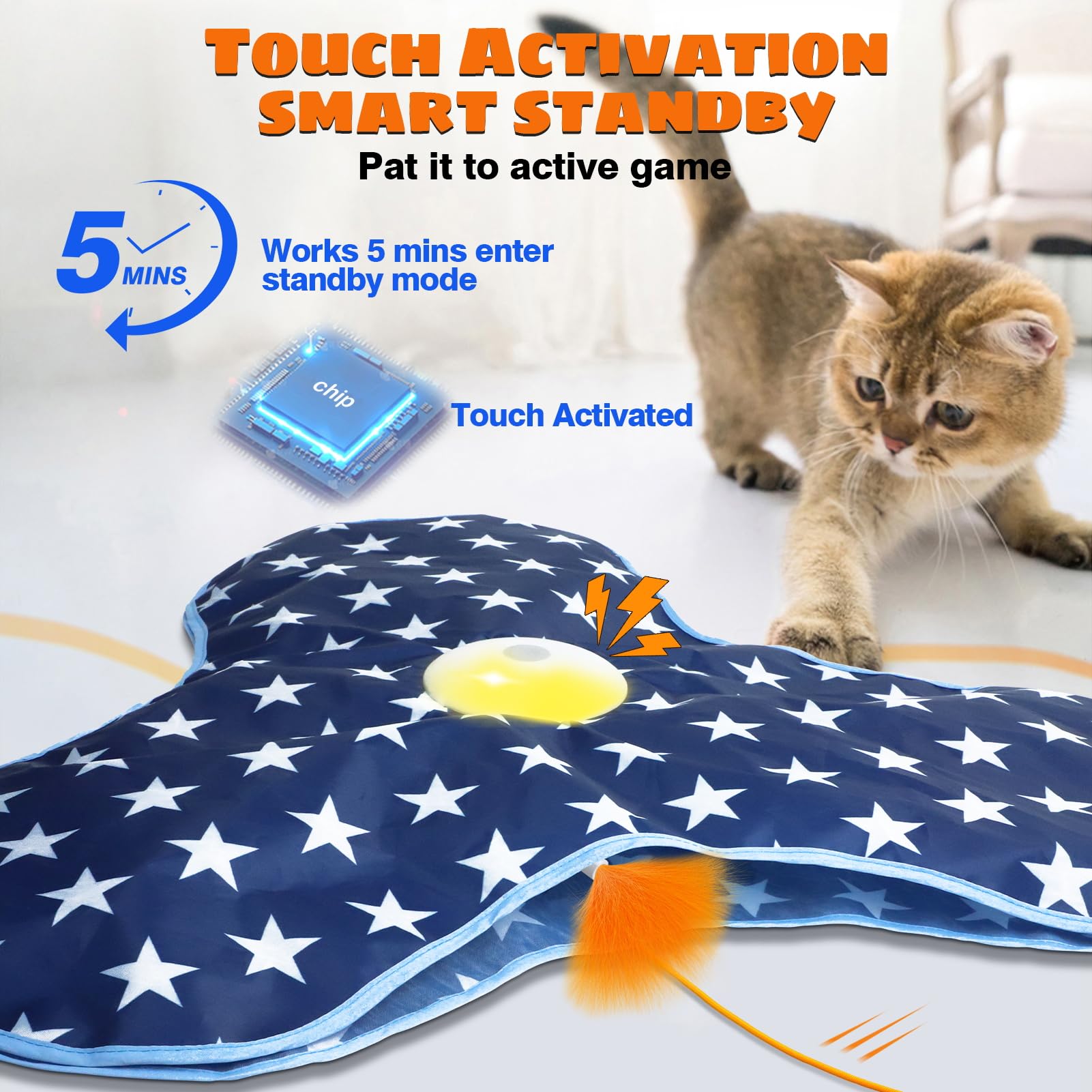 Jouet Oxawo Activation Mouvement réactif au contact du chat pour l'interaction.