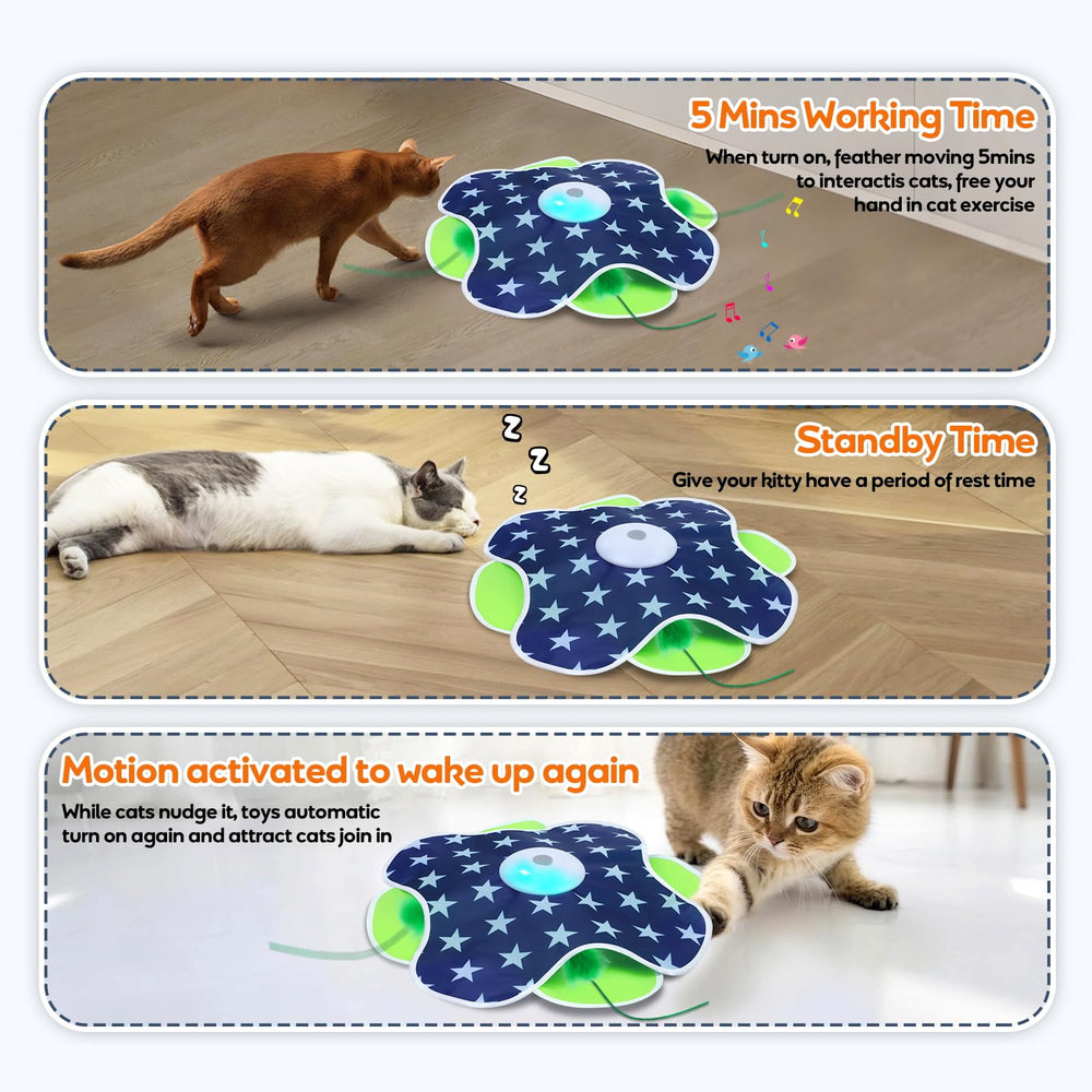 Oxawo-jouet-chat double texture bleu-vert, griffes et jeu varié.