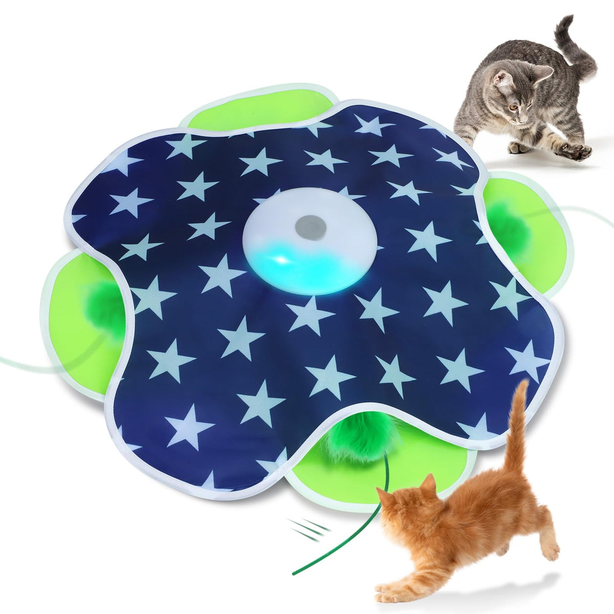 Oxawo jouet-chat plume en mouvement sur tapis, stimulation chasse à domicile.