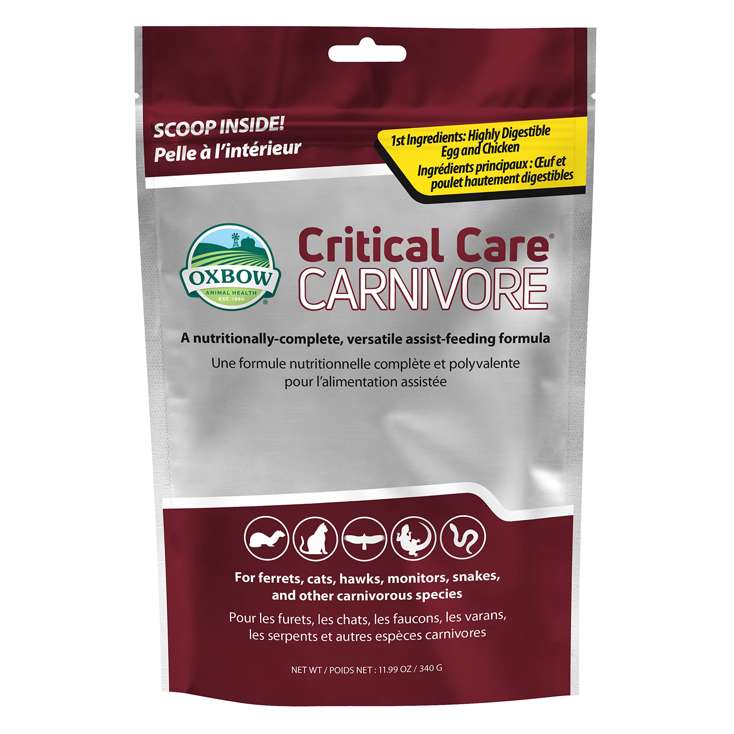 Oxbow Carnivore Care, poudre-melange: soutien nutritionnel pour carnivores en convalescence.