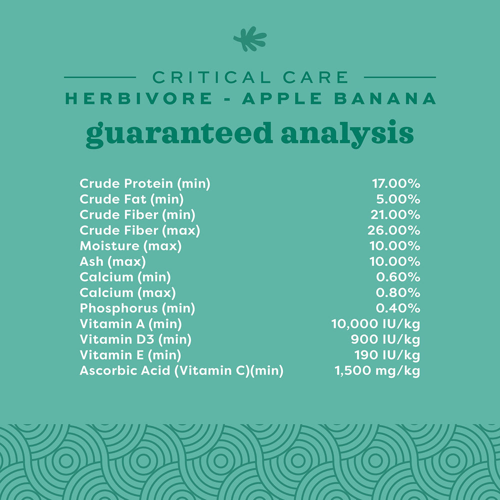 Oxbow Critical Care Herbivore : sans sucres raffinés ni conservateurs.