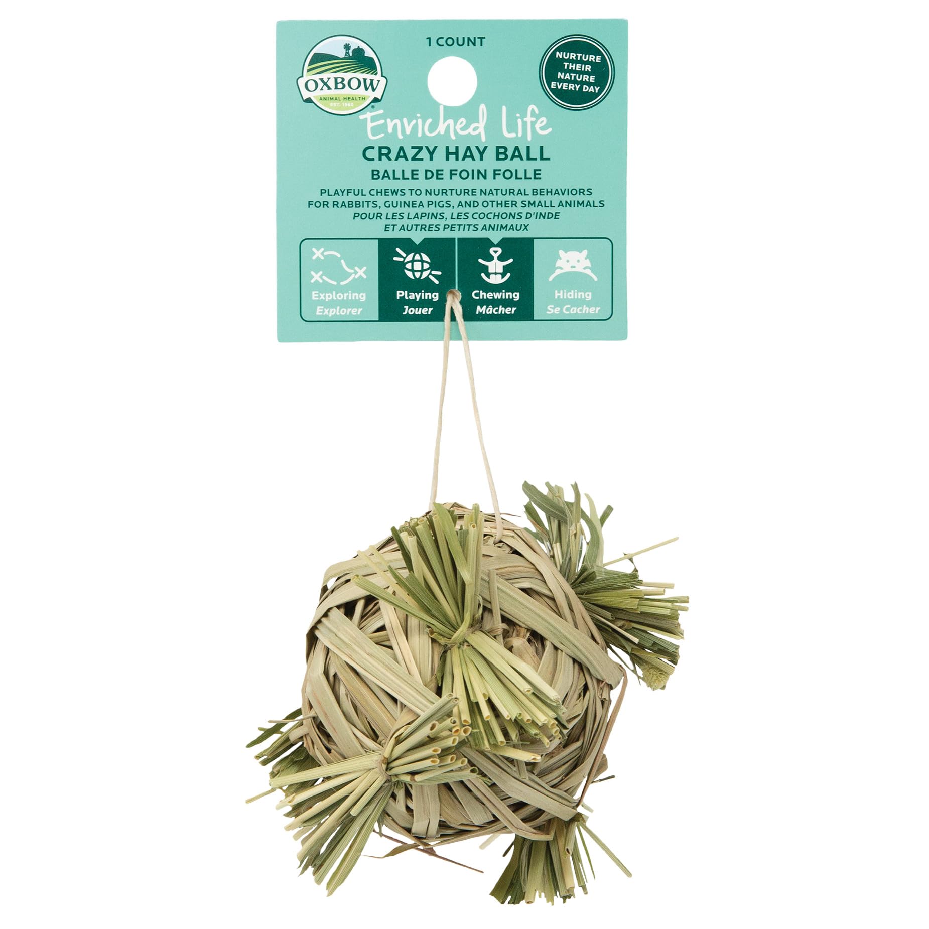 Oxbow Enriched Life Crazy Hay Ball, boule de foin ludique stimulant l'exploration