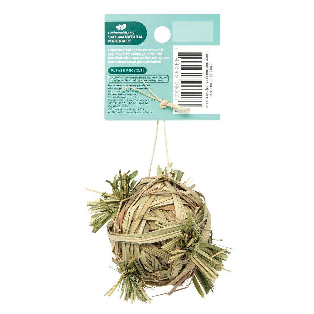 Oxbow Enriched Life Crazy Hay Ball, jouet pratique pour petits animaux en cage