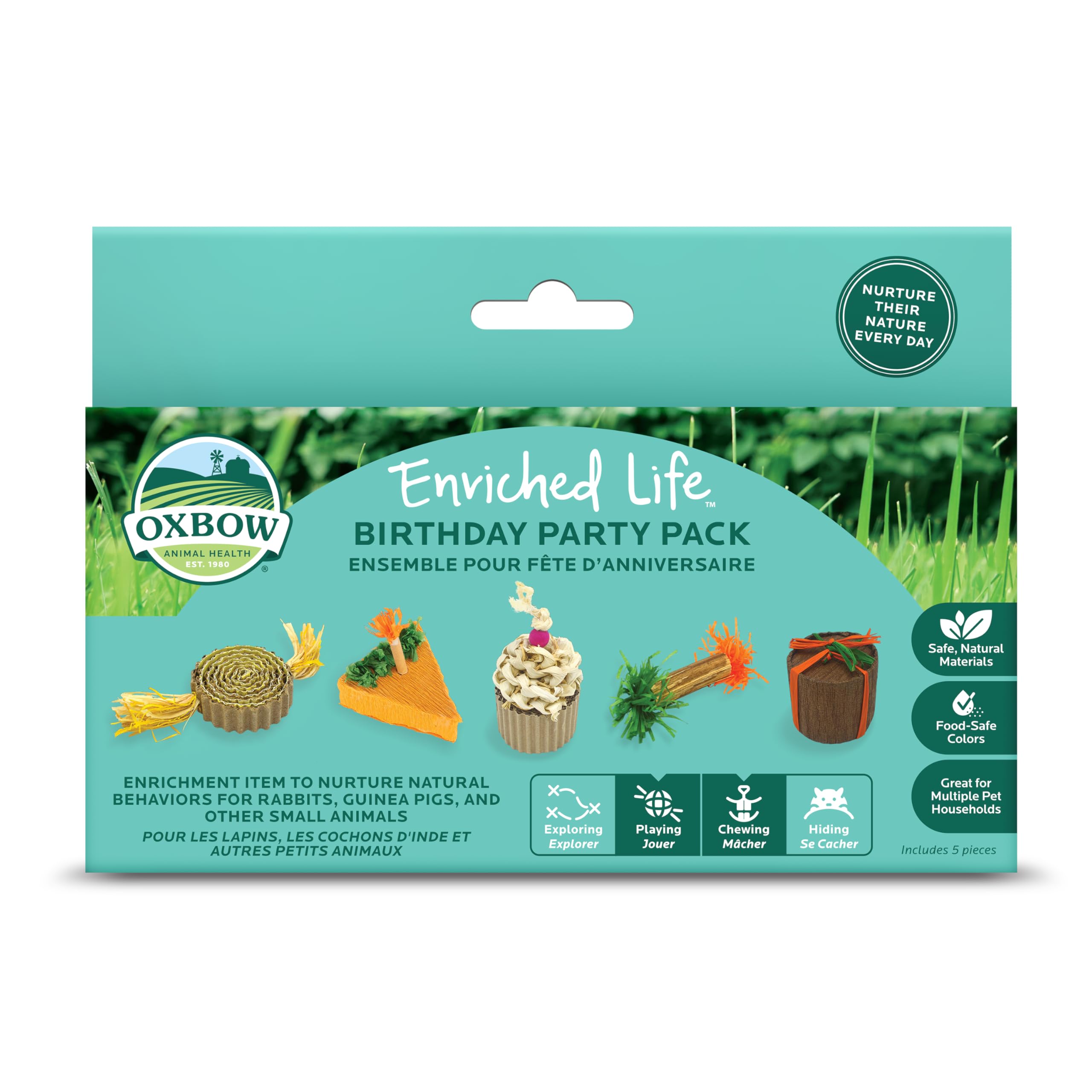 Oxbow Enriched Life Pack Anniversaire Animaux: jouet interactif favorise l'activité et l'exploration en cage.