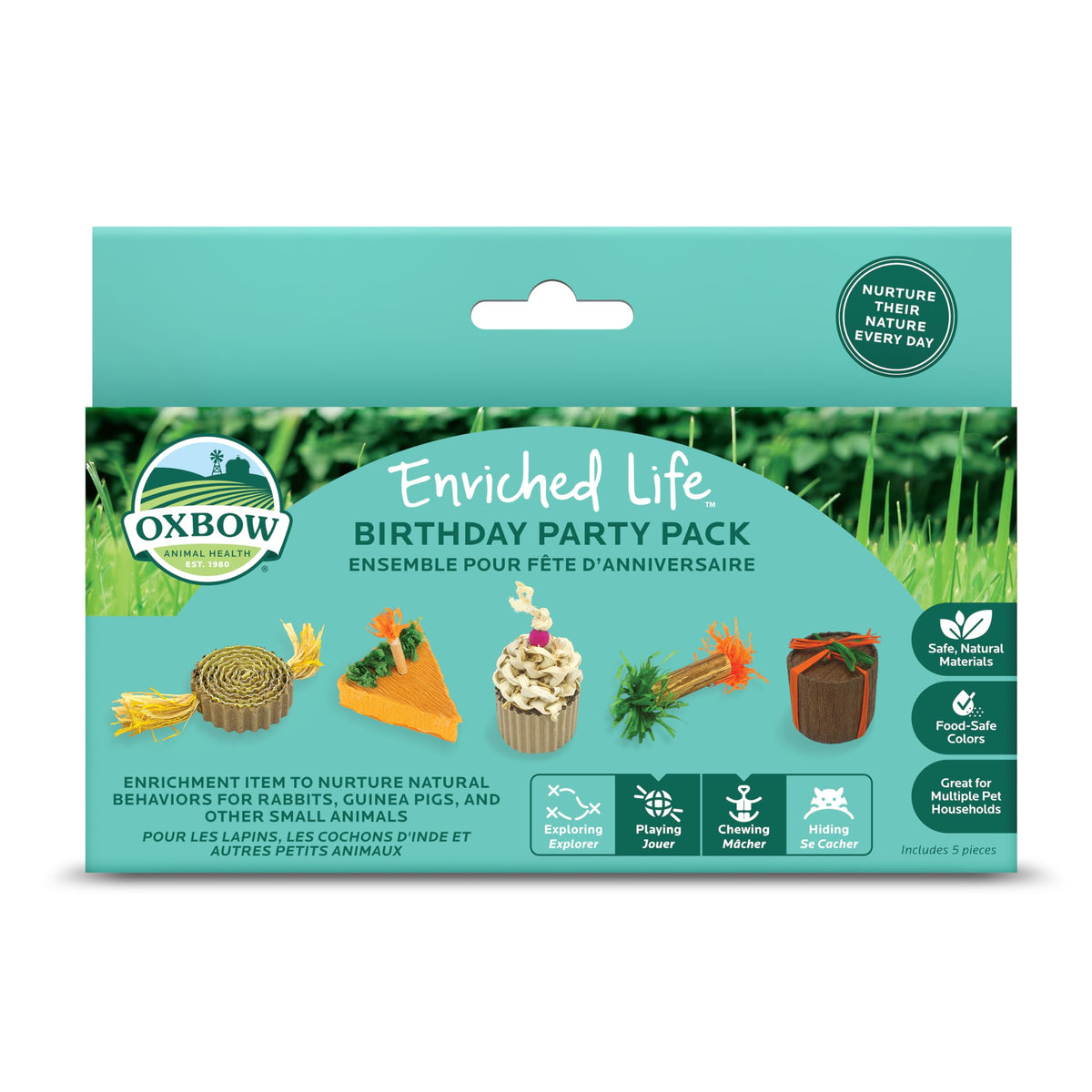 Oxbow Enriched Life Pack Anniversaire Animaux: jouet interactif favorise l'activité et l'exploration en cage.
