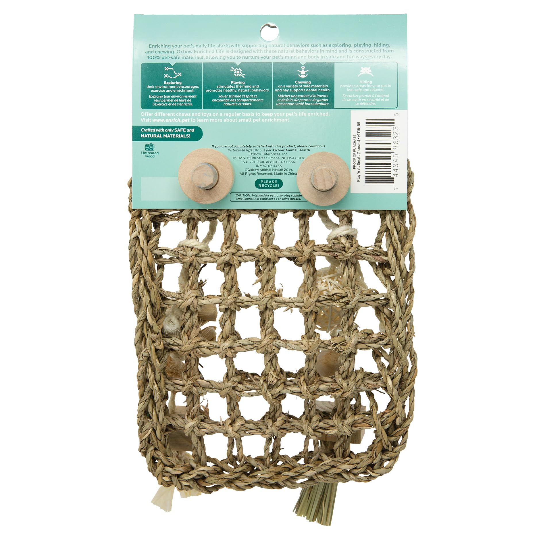 Oxbow Enriched Life Play Wall – textures en sisal et massette naturelle pour le grignotage sain.