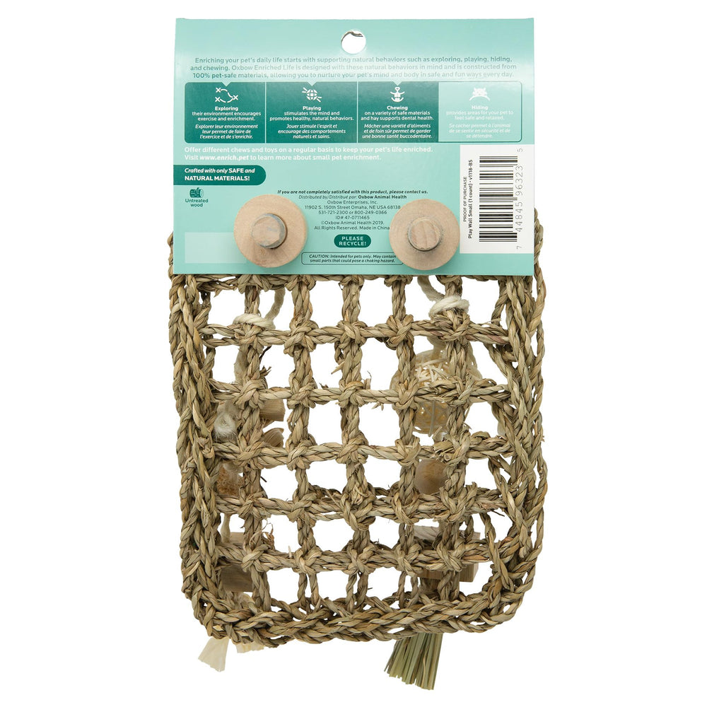 Oxbow Enriched Life Play Wall – textures en sisal et massette naturelle pour le grignotage sain.
