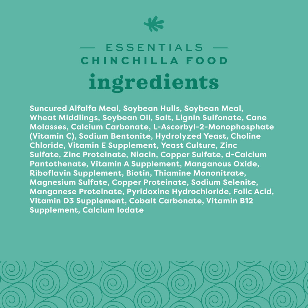 Oxbow Essentials Chinchilla — formulation approuvée par des vétérinaires.